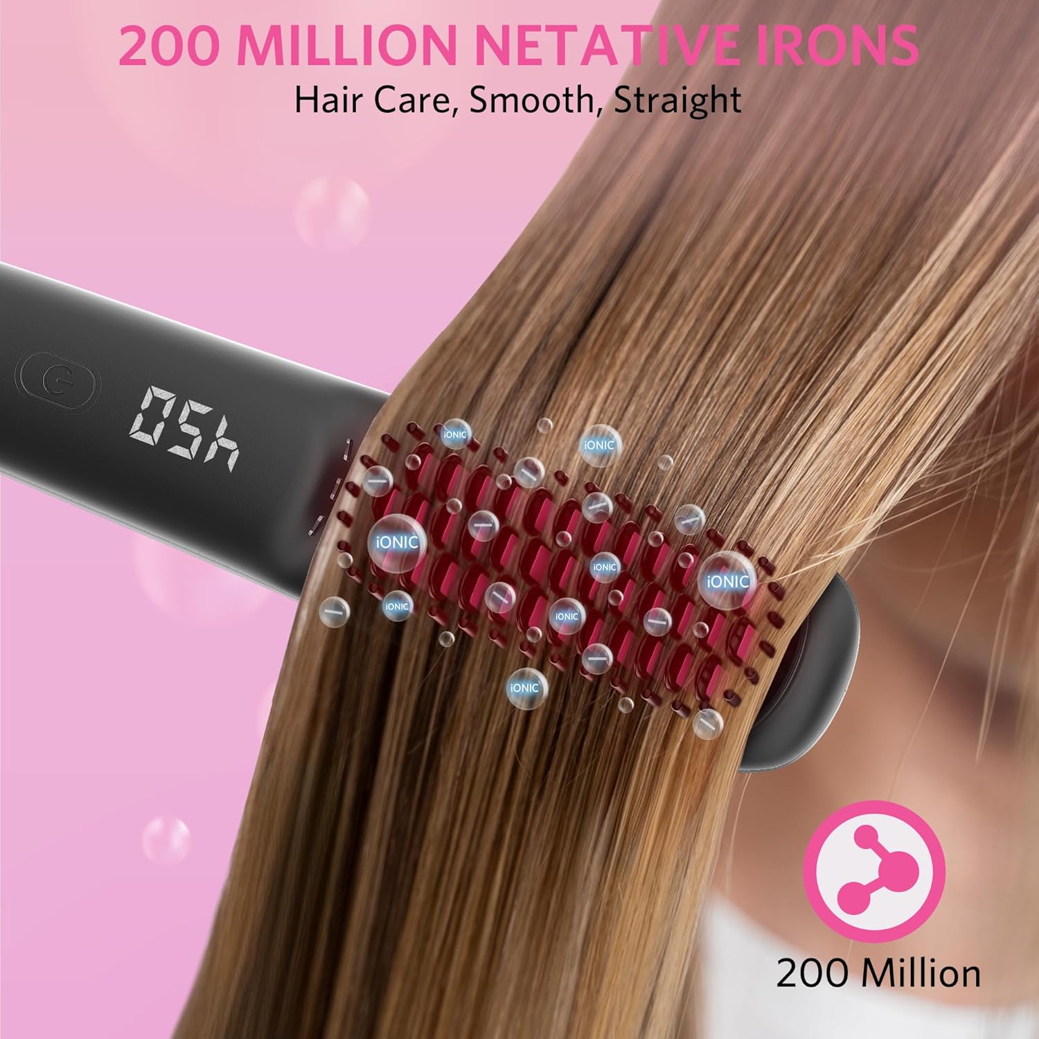 Hair Straightener Brush for Women, 2-in-1 Hot Comb & Straightening Brush with 9 Temperature Settings, Up to 450℉ for Frizz-Free, Smooth Hair – Perfect for Home, Office & Travel - Image 5