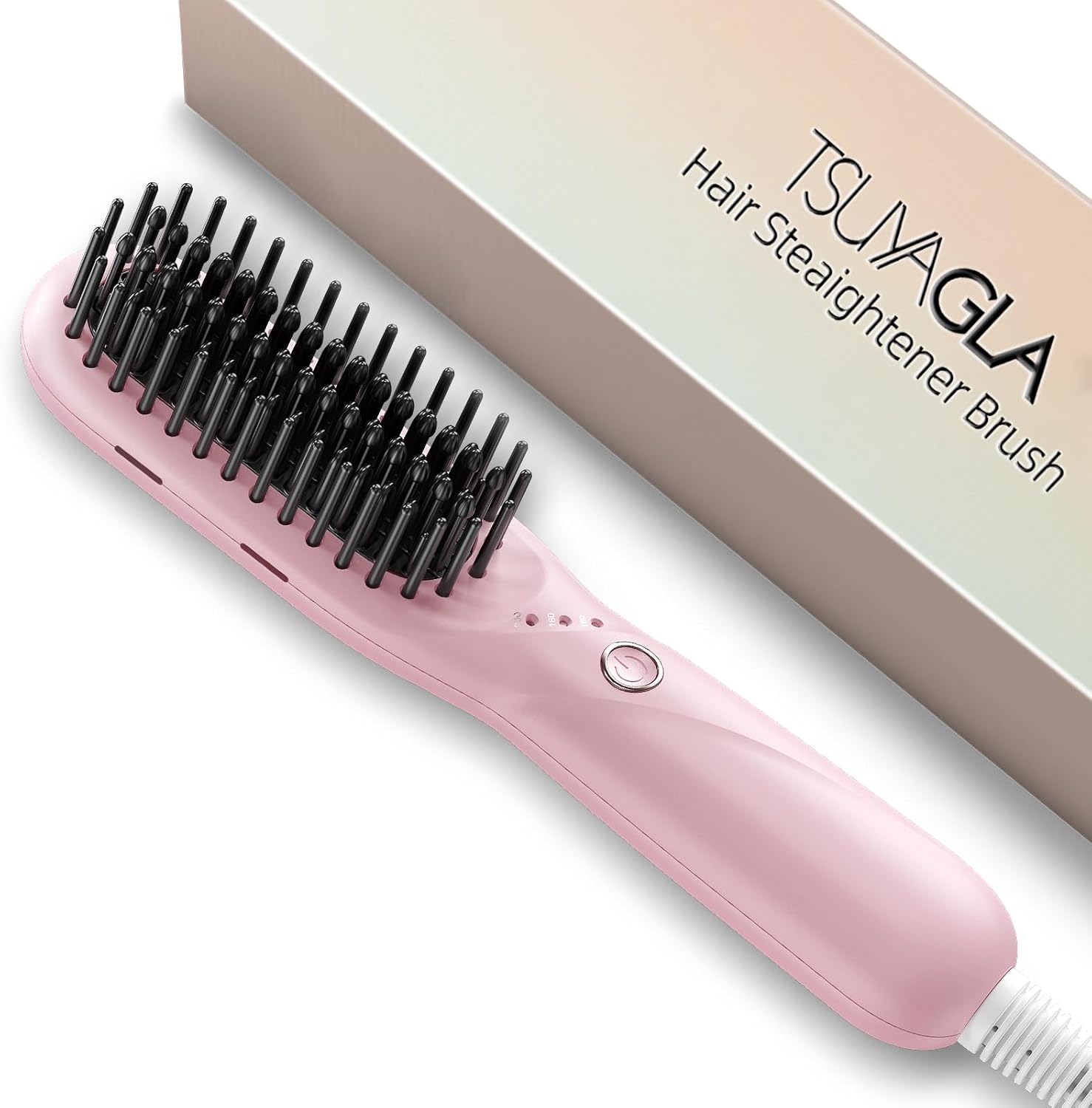 Hair Straightener Brush, Portable Ionic Hair Straighteners for Women, Straightening Brush with 3 Temp Settings, 30 Min Auto Shut-Off, Dual Voltage, Hot Comb for Frizz-Free Styles