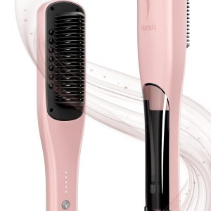 Hair Straightener Brush, Straightening Comb with Steam, 3 Temp Settings & 20s Fast Heating, 120 Voltage&30-Minute Auto Shut-Off, Steam Design for Hair Treatment, Frizz-Free Hair