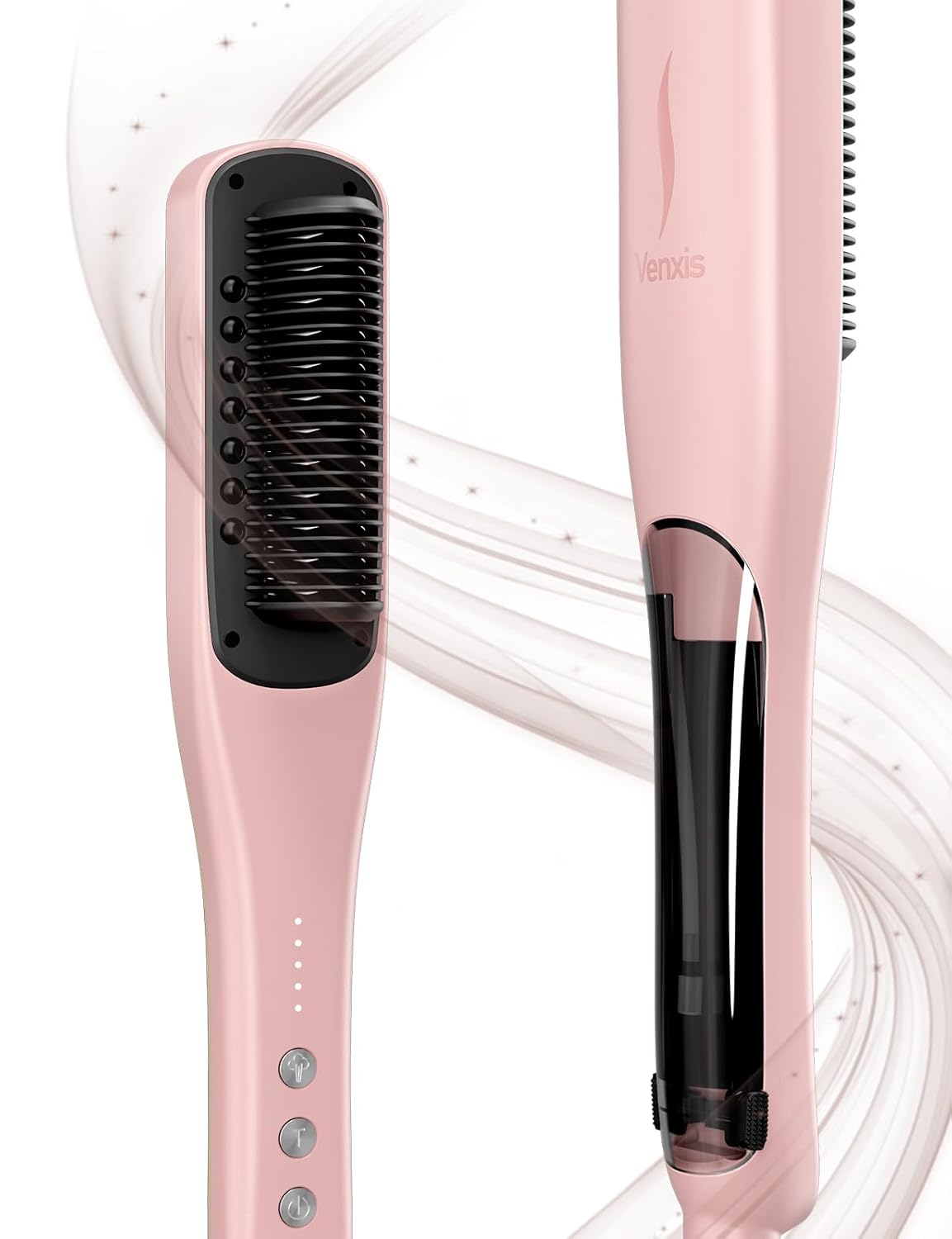 Hair Straightener Brush, Straightening Comb with Steam, 3 Temp Settings & 20s Fast Heating, 120 Voltage&30-Minute Auto Shut-Off, Steam Design for Hair Treatment, Frizz-Free Hair