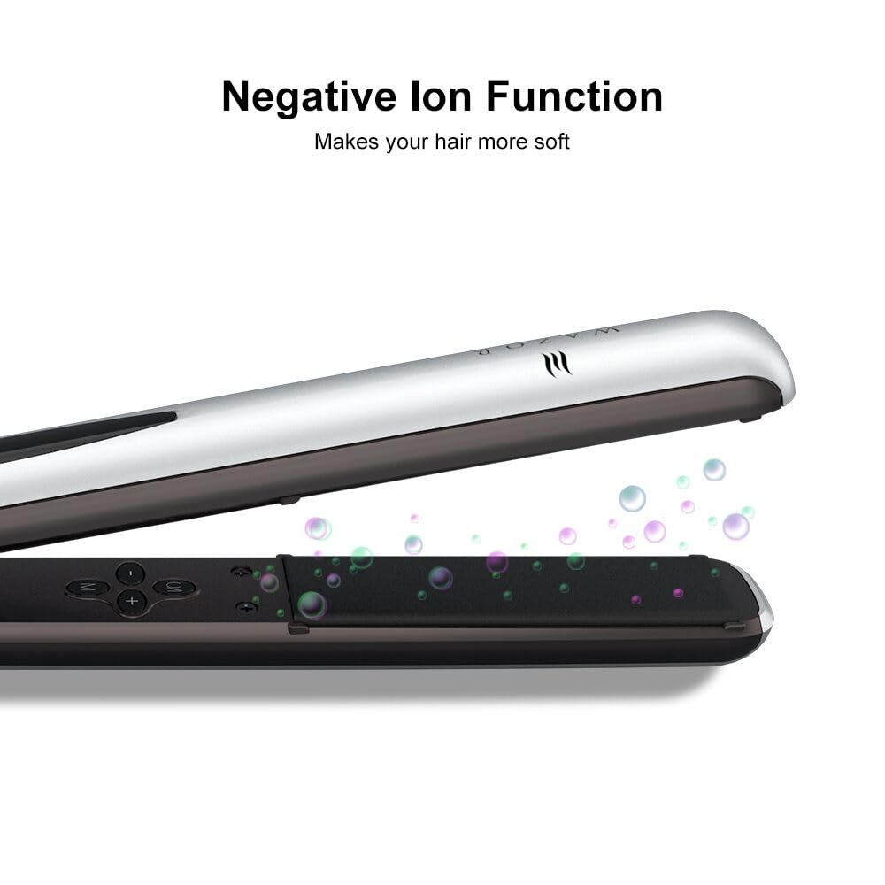 Hair Straightener Flat Iron and Curler 2 in 1 Professional Ceramic Flat Iron Instant Heat Up with Automatic Shut Off and Digital LED Display, Adjust Temperature from 284℉ to 446℉, 1 inch Sliver - Image 5