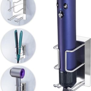 Hair Tool Organizer, Hair Dryer Holder Wall Mounted, Stainless Steel Curling Iron Holder, Adhesive Hair Straightener Holder, Hair Styling Tool Storage for Flat Irons, Curling Wands