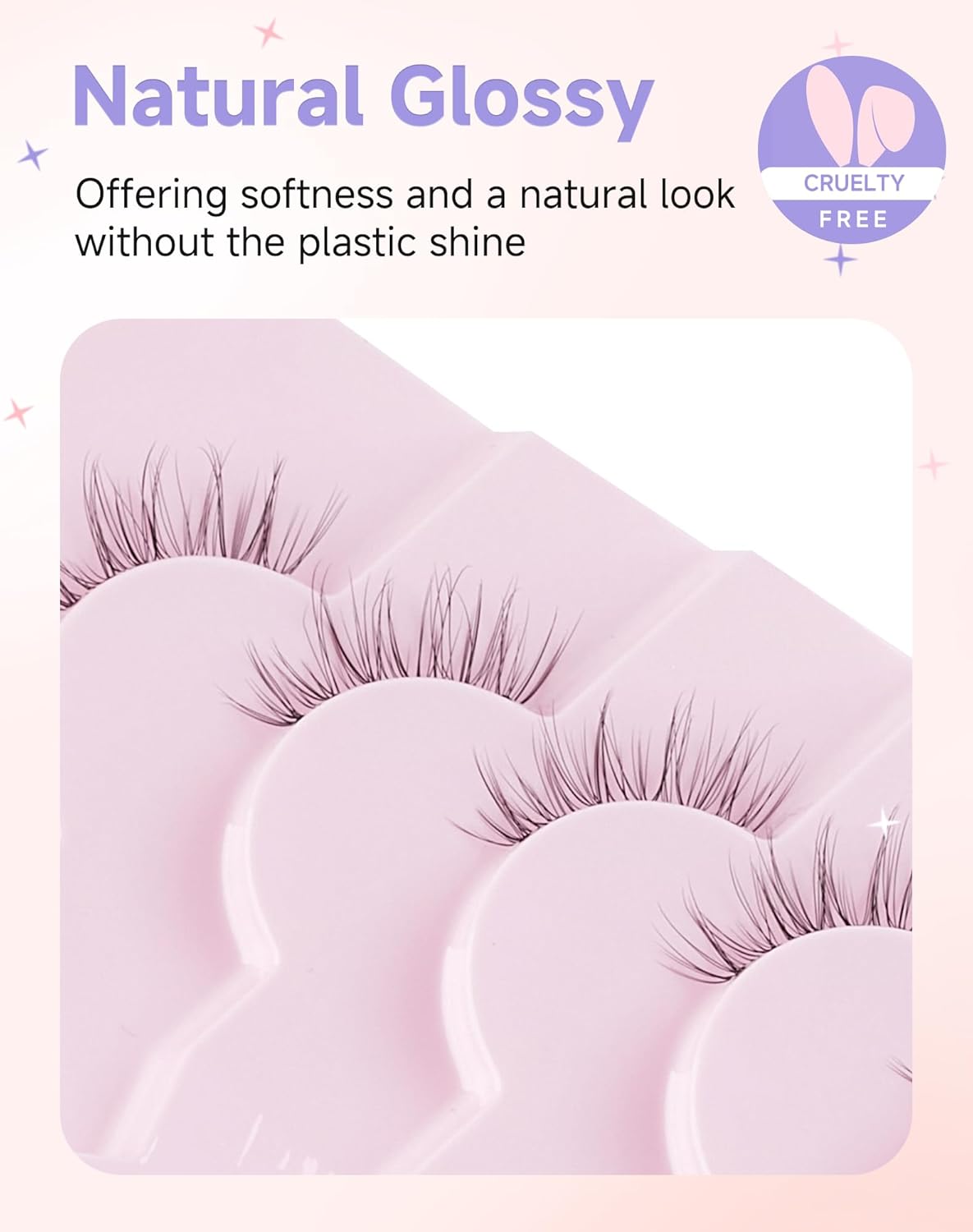 Half Lashes Natural Corner Eyelashes Wispy Natural Look Clear Band 3/4 Lashes Half-01 - Image 3