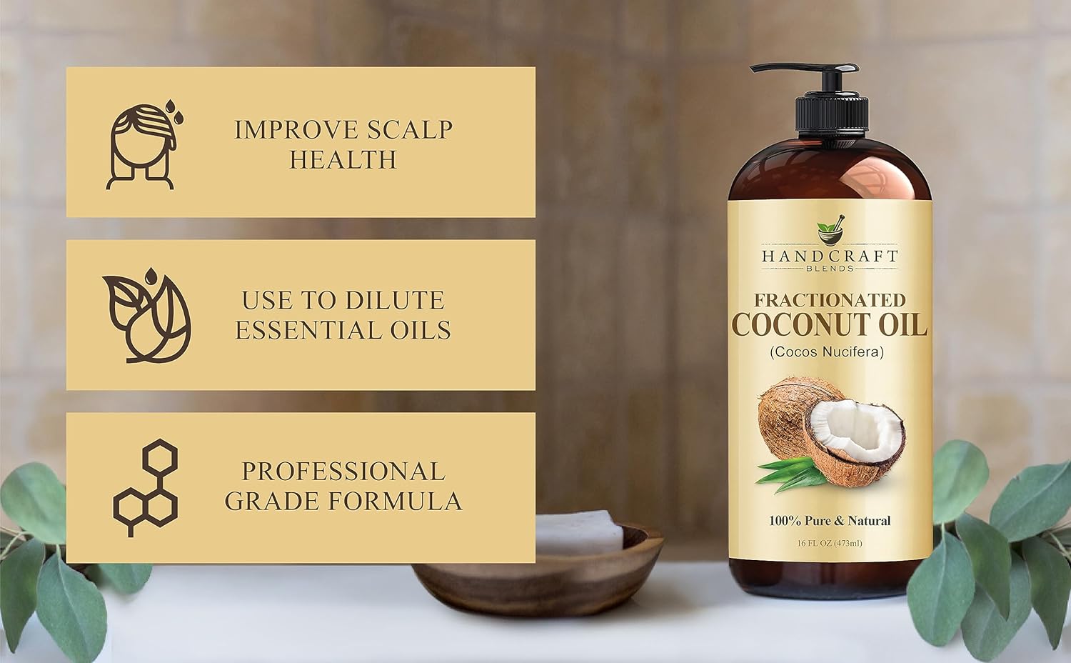 Handcraft Blends Fractionated Coconut Oil - 16 Fl Oz - 100% Pure and Natural - Premium Grade Carrier Oil for Skin, Hair and Body - Massage - Hair Tonic - Image 5