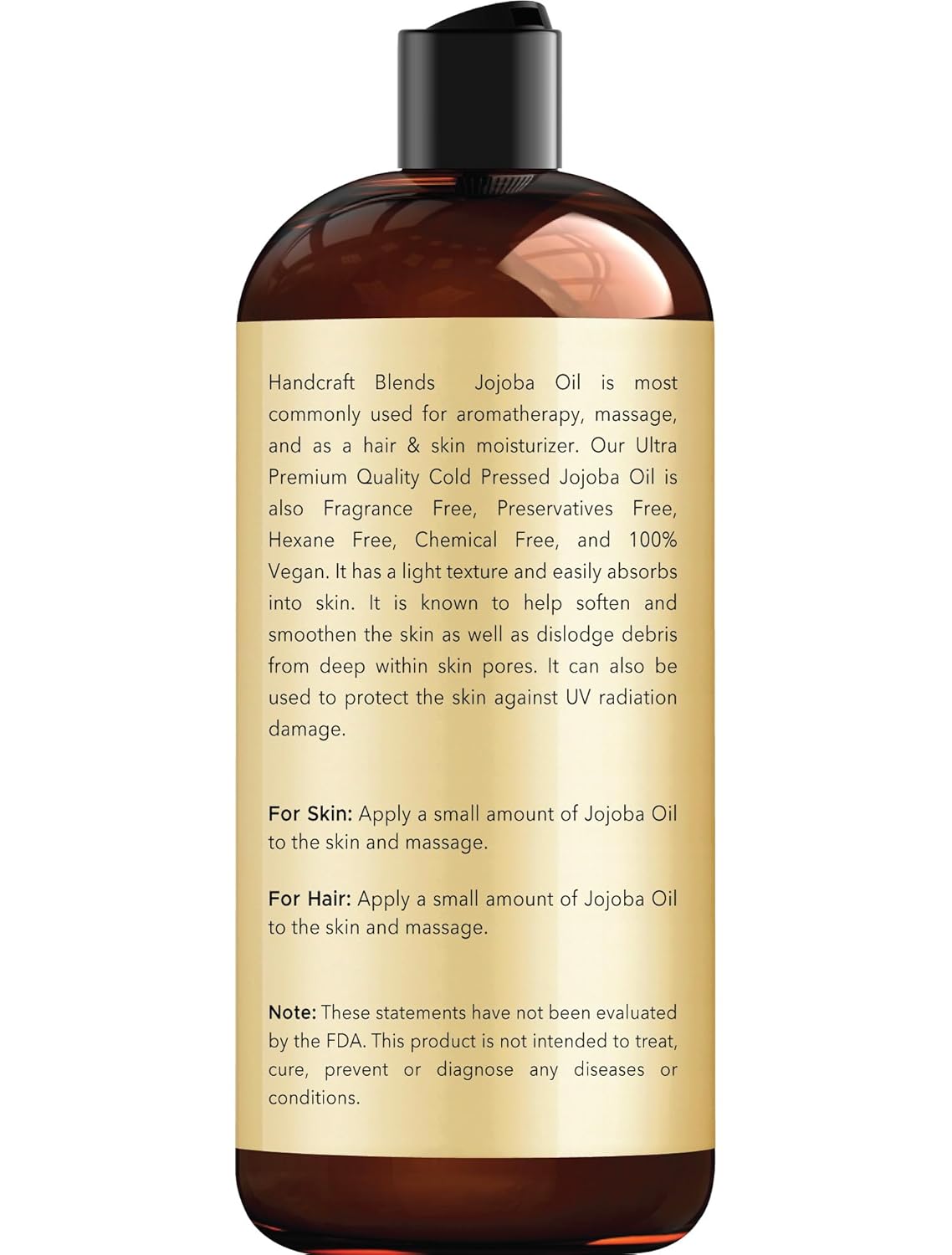 Handcraft Blends Jojoba Oil - Cold-Pressed 16 Fl Oz - 100% Pure and Natural Premium Grade Carrier Oil for Skin and Hair - Body Massage - Hexane-Free - Hair Relaxer for Tight Curls - Image 2