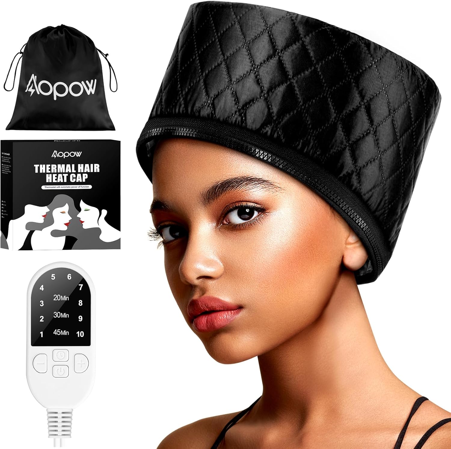 Heat Cap for Deep Conditioning: 10-Level Heats Up Quickly 3 Time Settings Hair Steamer for Natural Hair Home Use Thermal Steam Cap for Black Hair Portable Heating Caps