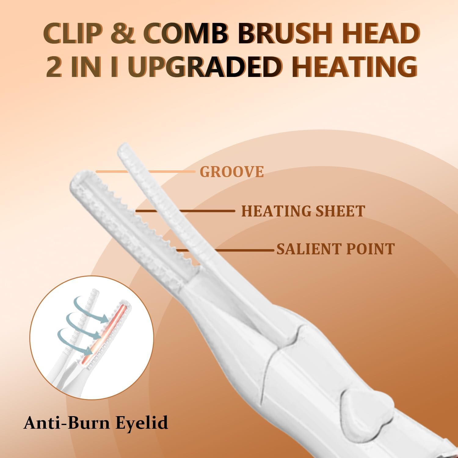 Heated Eyelash Curler, 2-in-1 Clip-Type Design, 3 Temperature Modes, USB Rechargeable Electric Eyelash Curler, Natural Curling 24H Long-Lasting Curl, Gift for Women & Girls, White-CB - Image 5