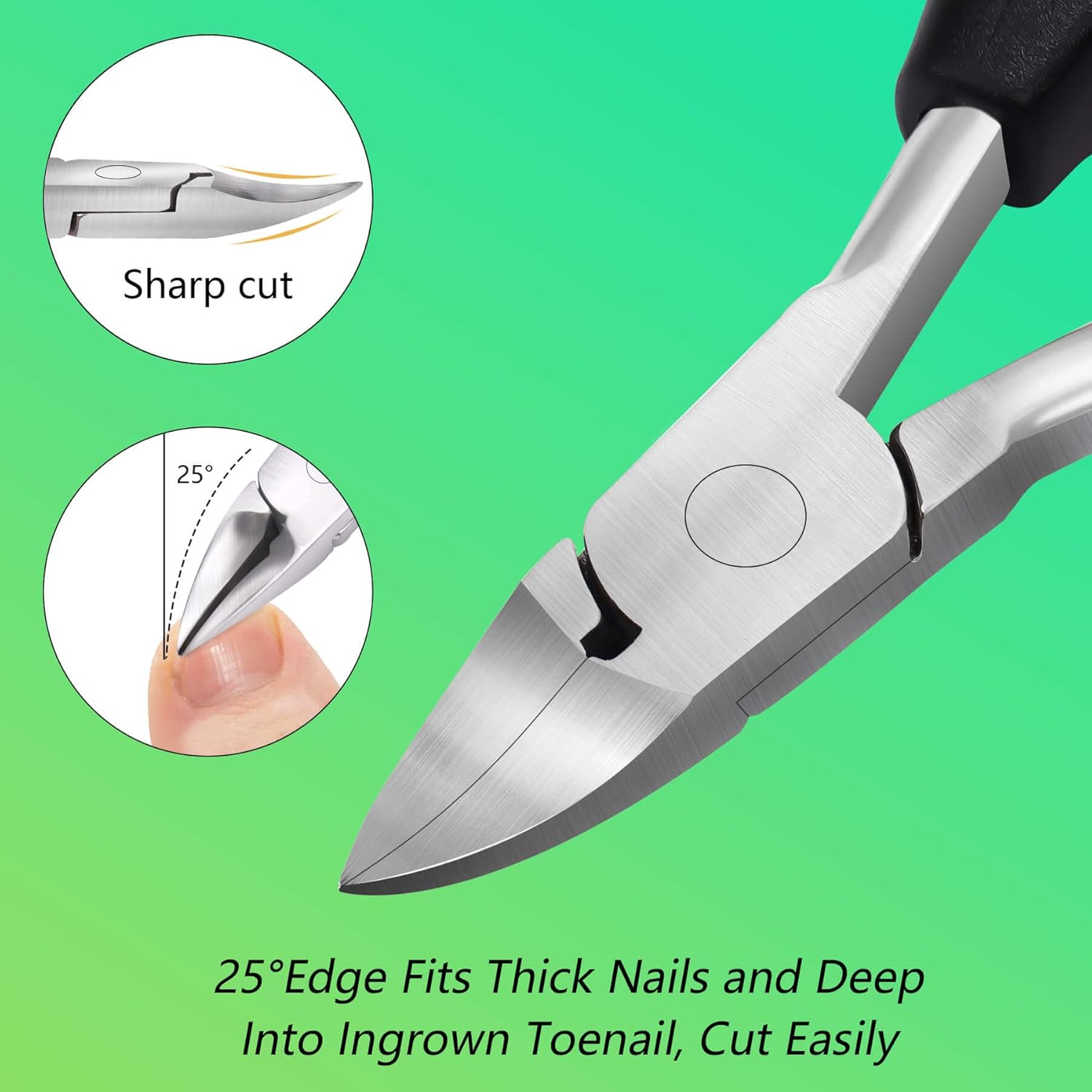 Heavy Duty Ingrown Toenail Clippers, Professional Toenails Trimmer, Podiatrist Toe Nail Clippers for Thick Nail & Ingrown Toenails, Sharp Curved Blade, Pedicure Tools. - Image 3