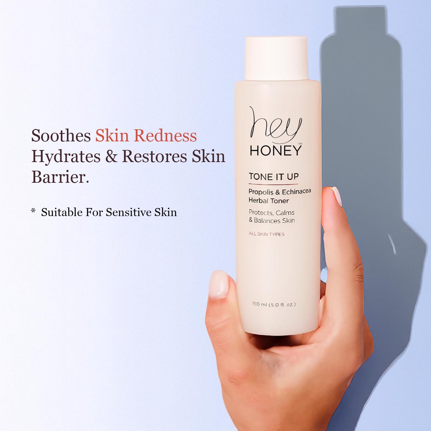 Hey Honey Tone It Up Facial Toner with Propolis Echinacea & Niacinamide | Soothes Skin Redness Hydrates & Restores Skin Barrier | Alcohol-Free Toner for Sensitive & Rosacea-Prone Skin | 5.0 oz - Image 2