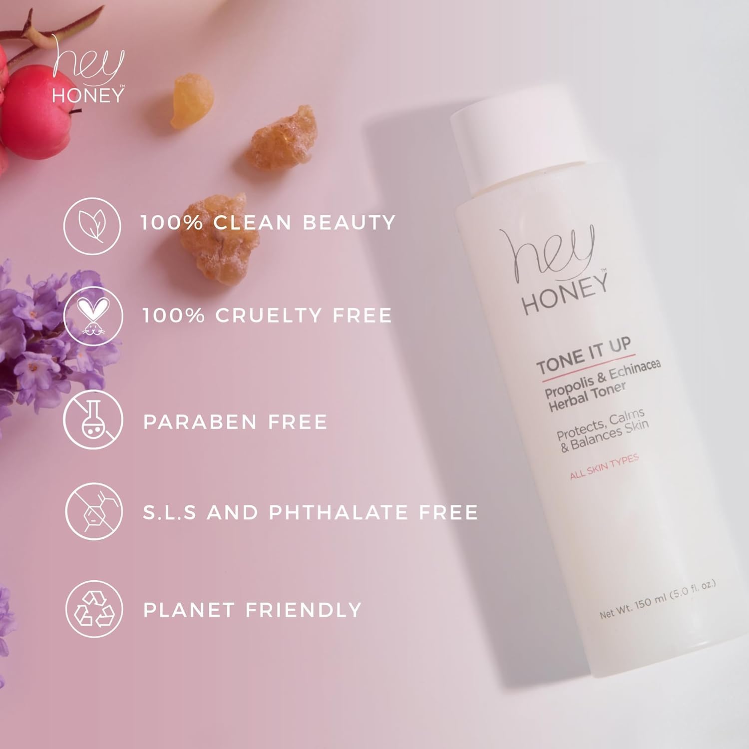 Hey Honey Tone It Up Facial Toner with Propolis Echinacea & Niacinamide | Soothes Skin Redness Hydrates & Restores Skin Barrier | Alcohol-Free Toner for Sensitive & Rosacea-Prone Skin | 5.0 oz - Image 5