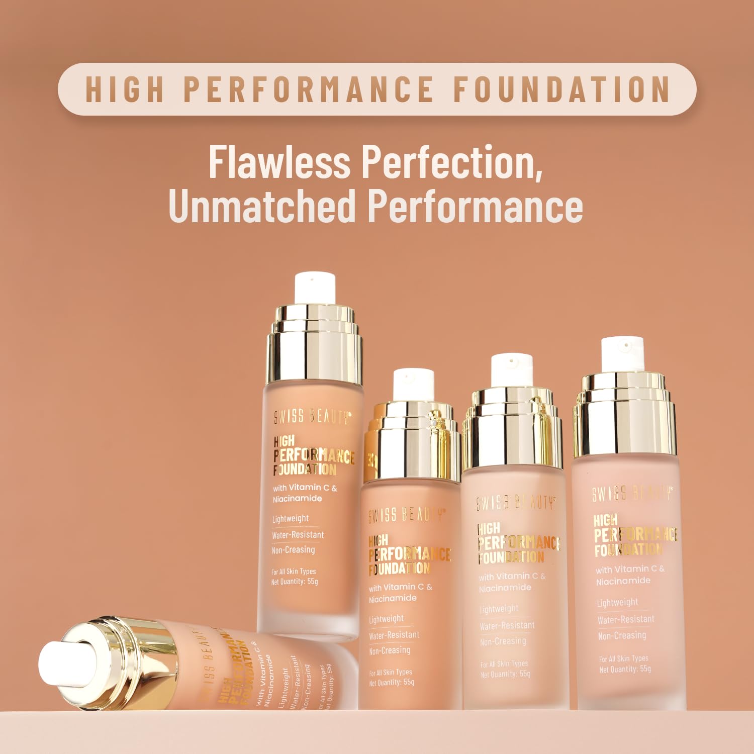 High Performance Liquid Dewy Foundation For All Skin Type | Water-Resistant | Medium To Buildable Coverage | Lightweight | Easy To Blend | With Vitamin C & Niacinamide | 01 White Ivory - Image 2
