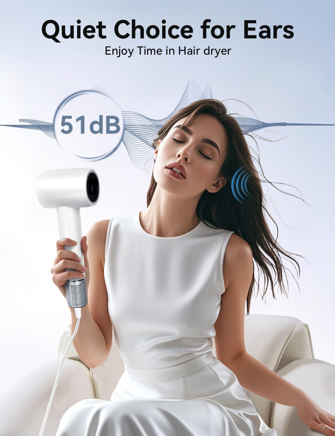 High-Speed Hair Dryer, 110,000 RPM Ionic Blow Dryer with 200 Million Negative Ions, Quiet (51dB), Thermo-Control, Fast Drying, Magnetic Diffuser & Nozzle for Women, Men, and Kids - Image 6