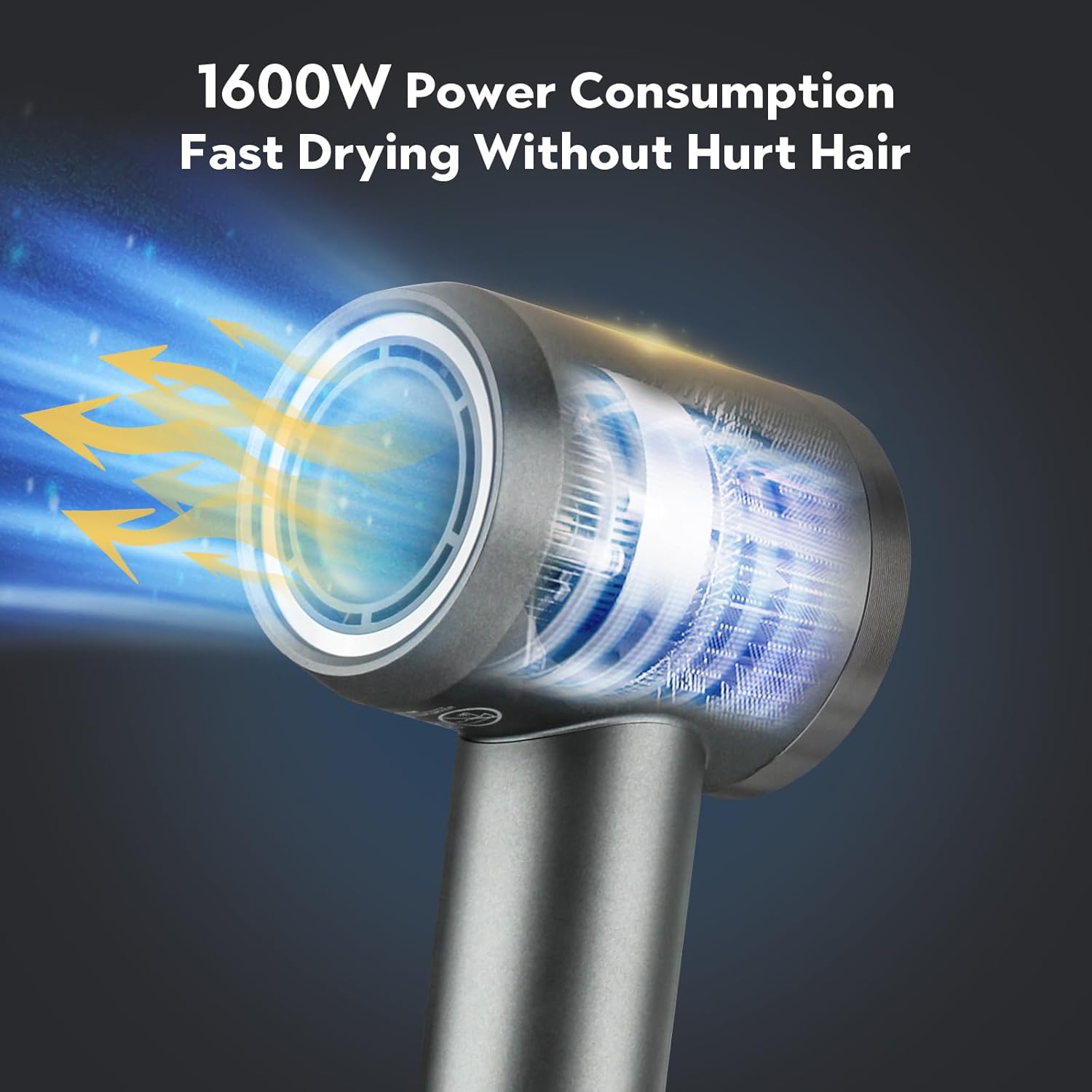 High-Speed Hair Dryer, Negative Ionic Hair Dryer, 110000 RPM Professional High-Speed Blow Dryer 200 Millions, Fast Drying Lightweight Travel Hairdryer, Low Noise Home Hair Dryer(Gray) - Image 3
