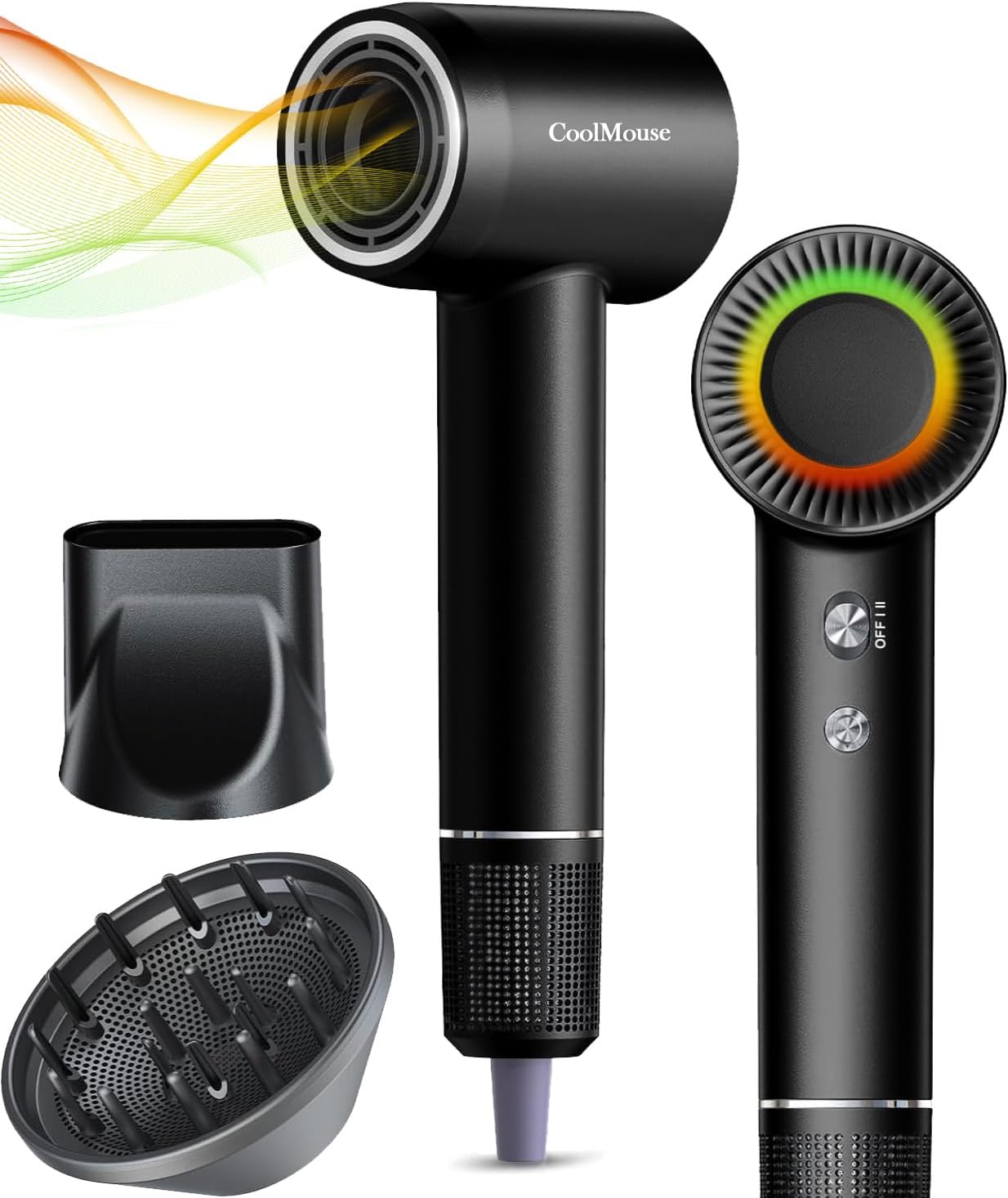 High-Speed Ionic Hair Dryer: 150000 RPM Brushless Motor 500 Millions Negative Ionic Care Blow Dryer for Fast Drying Low Noise Thermo-Control Hairdryer, Travel with Magnetic Diffuser & Nozzle