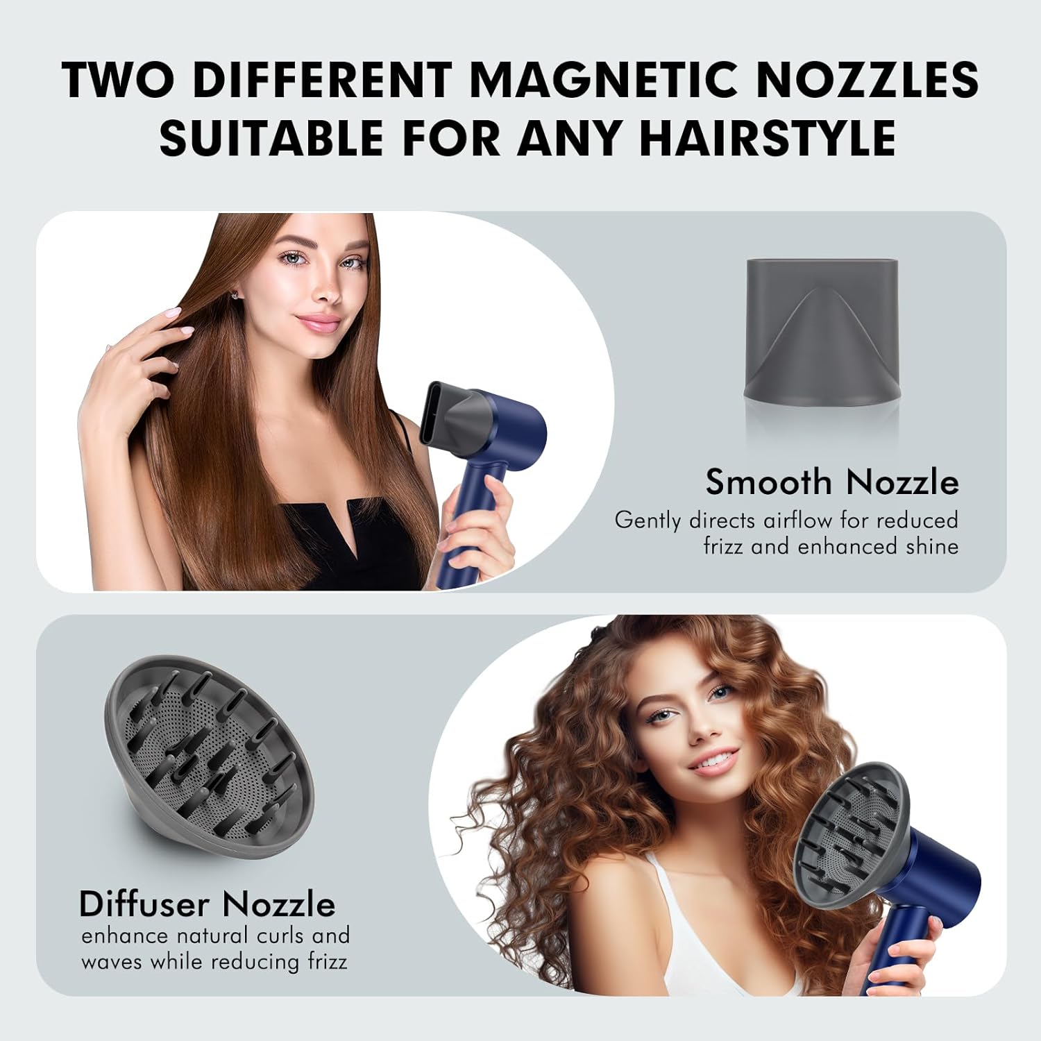 High Speed Ionic Hair Dryer with Diffuser 112,000 RPM Brushless Motor for Fast Drying Low Noise 4 Temperature and 2 Speed Settings 110V Professional Blow Dryer - Image 5