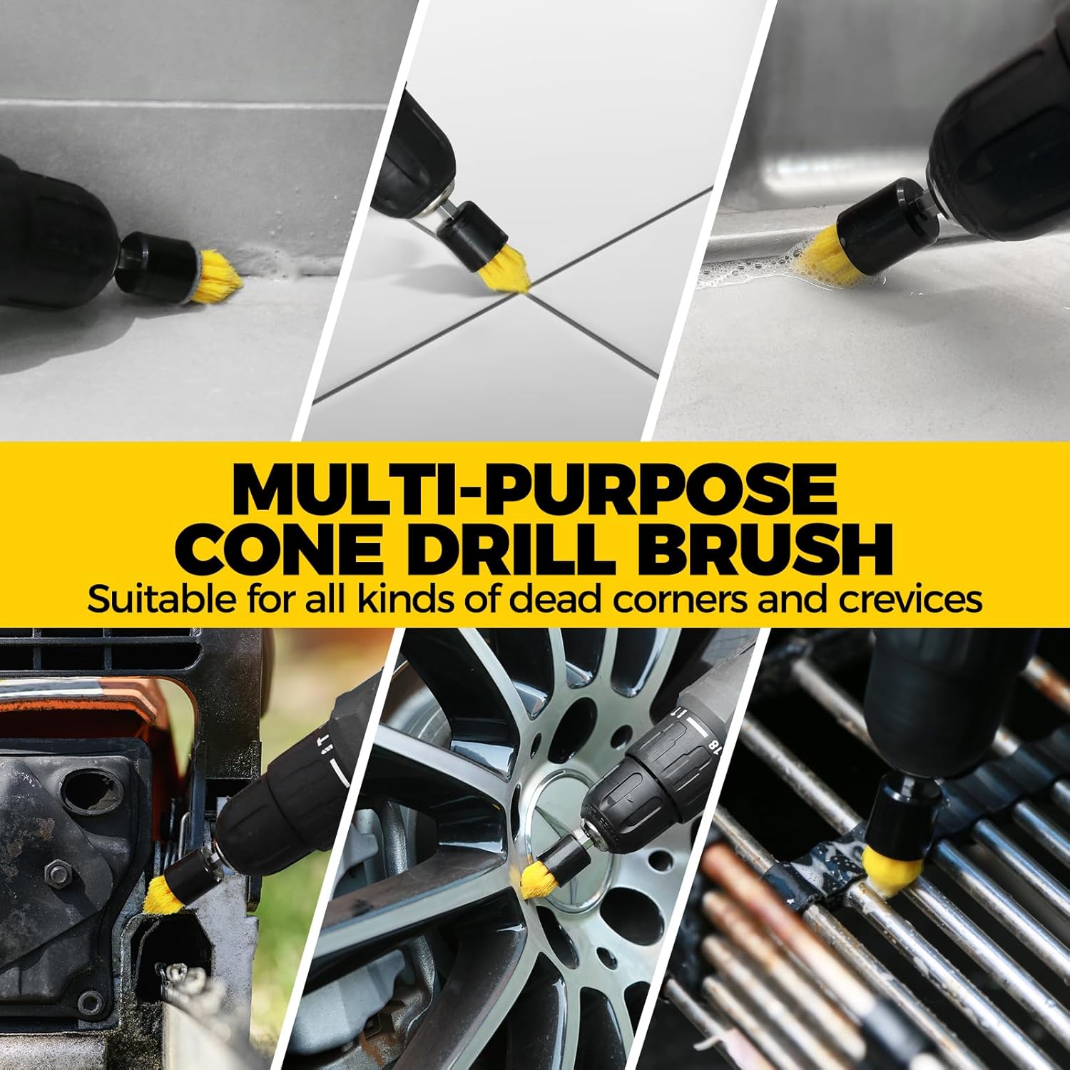 Holikme 30Pack Drill Brush Attachments Set,Scrub Pads & Sponge, Power Scrubber Brush with Extend Long Attachment All Purpose Clean for Grout, Tiles, Sinks, Car Polishing Pads - Image 4