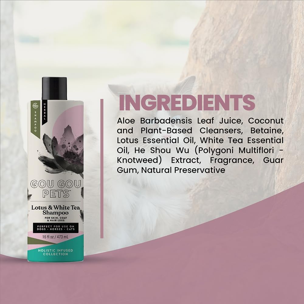 Holistic Natural Derived Lotus and White Tea Pet Shampoo: Veterinarian Recommended - Remove Dirt, Cleanse and Restore Your Dog, Cat or Horse Coat - Made in USA - 16 oz - Image 9