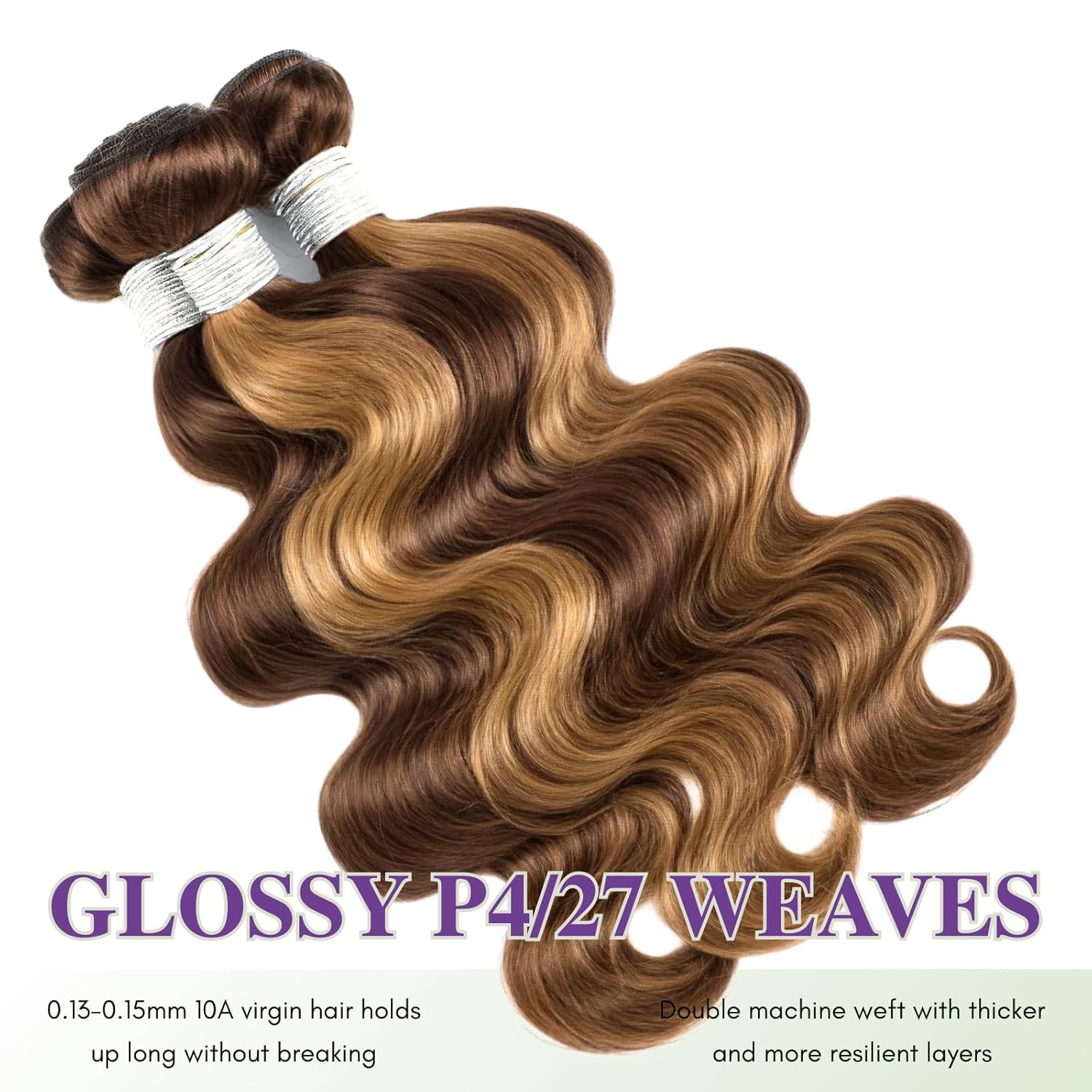 Honey Blonde Highlight Body Wave 3 Bundles with Frontal Closure (24 26 28+20), 100% Virgin Brazilian 4/27 Ombre Brown Human Hair Bundles with 13x4 Ear to Ear Transparent Lace Frontal Soft Remy - Image 3