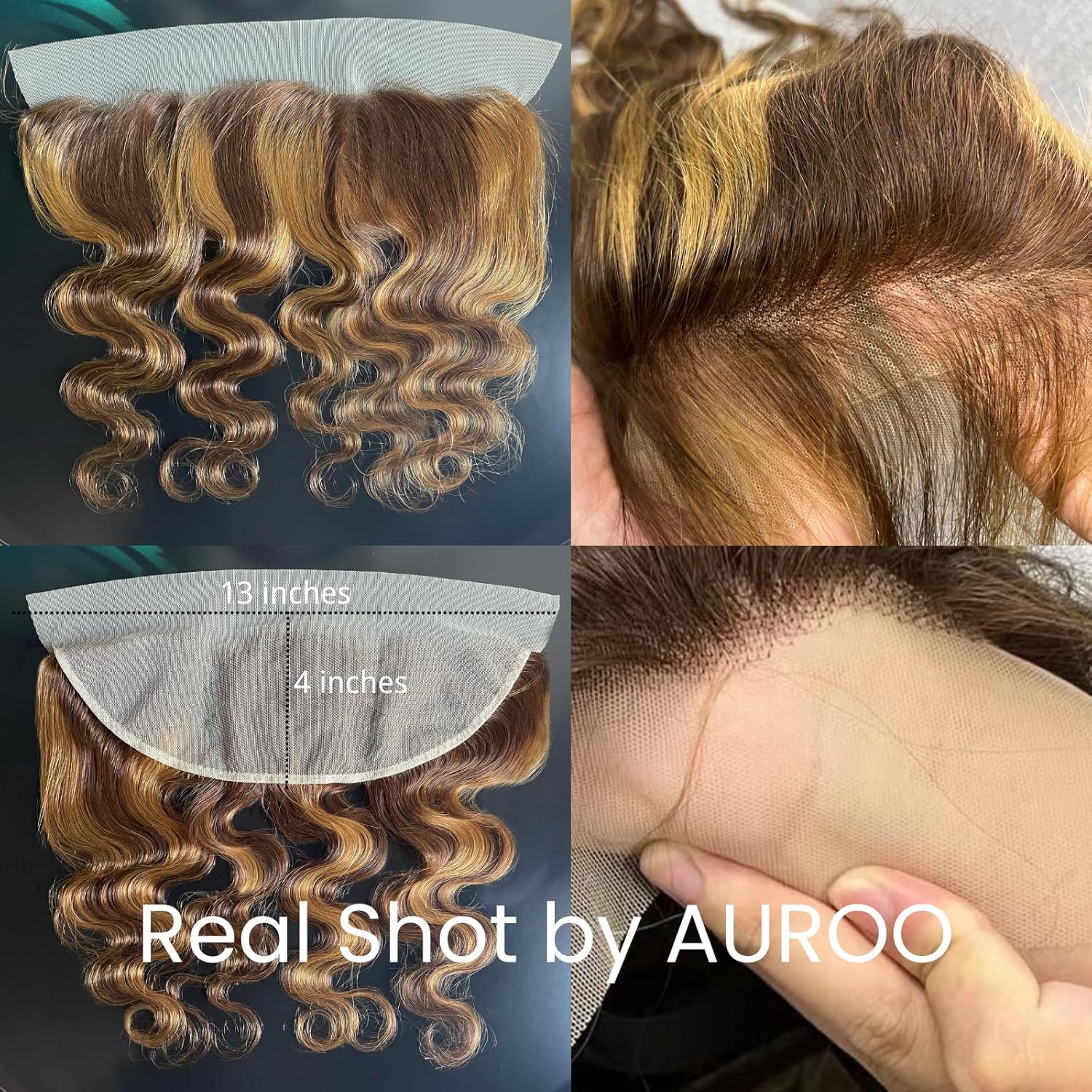 Honey Blonde Highlight Body Wave 3 Bundles with Frontal Closure (24 26 28+20), 100% Virgin Brazilian 4/27 Ombre Brown Human Hair Bundles with 13x4 Ear to Ear Transparent Lace Frontal Soft Remy - Image 8
