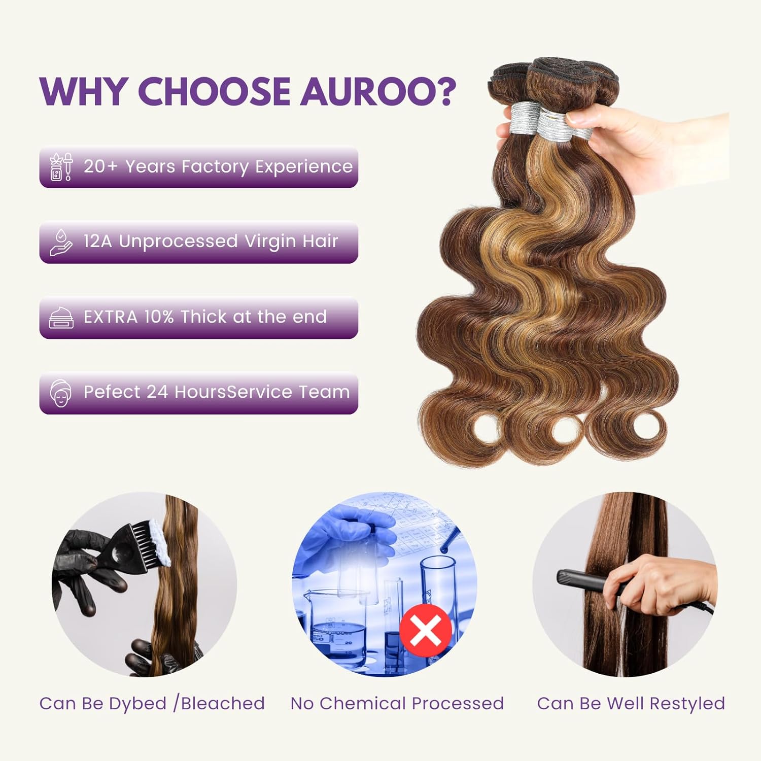 Honey Blonde Highlight Body Wave 3 Bundles with Frontal Closure (24 26 28+20), 100% Virgin Brazilian 4/27 Ombre Brown Human Hair Bundles with 13x4 Ear to Ear Transparent Lace Frontal Soft Remy - Image 7