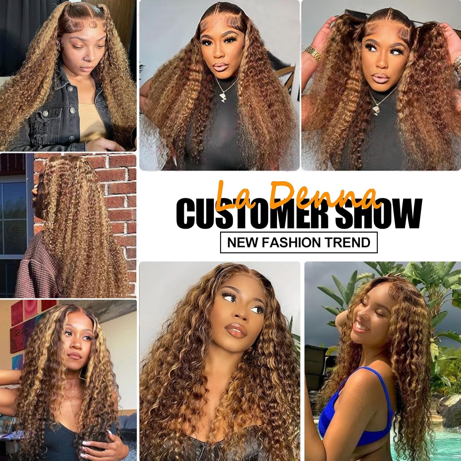 Honey Blonde Water Wave Lace Front Wigs Human Hair 4/27 Highlight 13x6 HD Lace Front Wigs Ombre Human Hair Wet and Wavy Deep Wave Glueless Lace Frontal Wigs Pre Plucked 200% Density 26 inch - Image 5