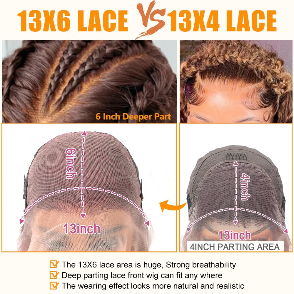 Honey Blonde Water Wave Lace Front Wigs Human Hair 4/27 Highlight 13x6 HD Lace Front Wigs Ombre Human Hair Wet and Wavy Deep Wave Glueless Lace Frontal Wigs Pre Plucked 200% Density 26 inch - Image 2