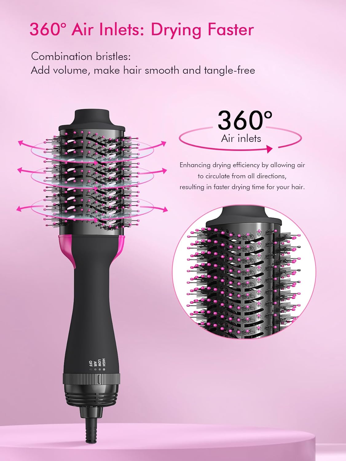 Hot Air Brush One-Step Hairdryer and Styler Volumizer: Blow Dryer Brush for Drying, Volumizing, Smoothing - Heated Brush with 75 mm Oval Barrel - Image 5