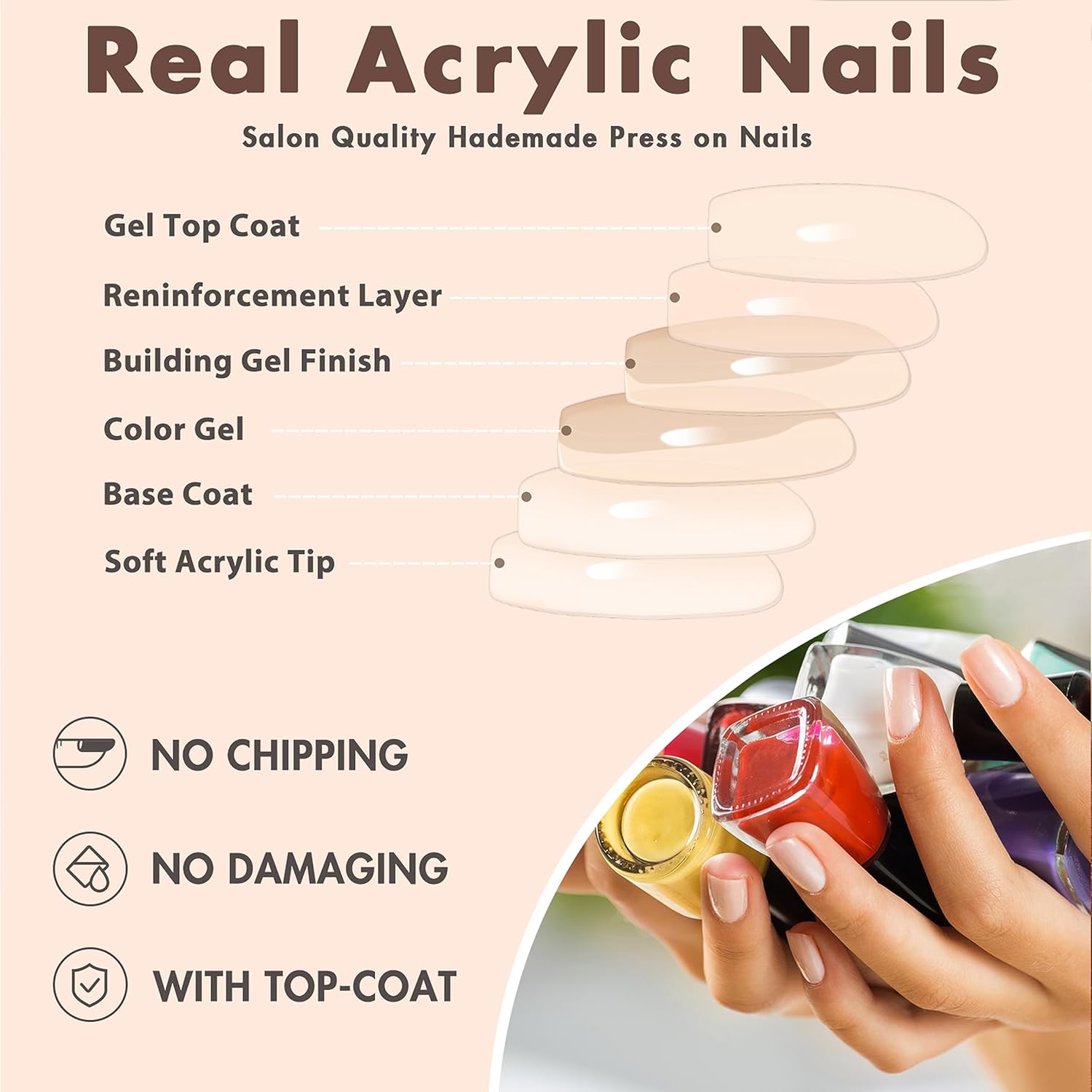 Hot Pink Press on Nails Almond Shaped 48Pcs Neutral Thick Fake Nails for Women Medium Neon Almond Nails Press on Reusable Acrylic Nails Glue on Medium Length Stiletto False Nails Gel Artificial Nails - Image 5