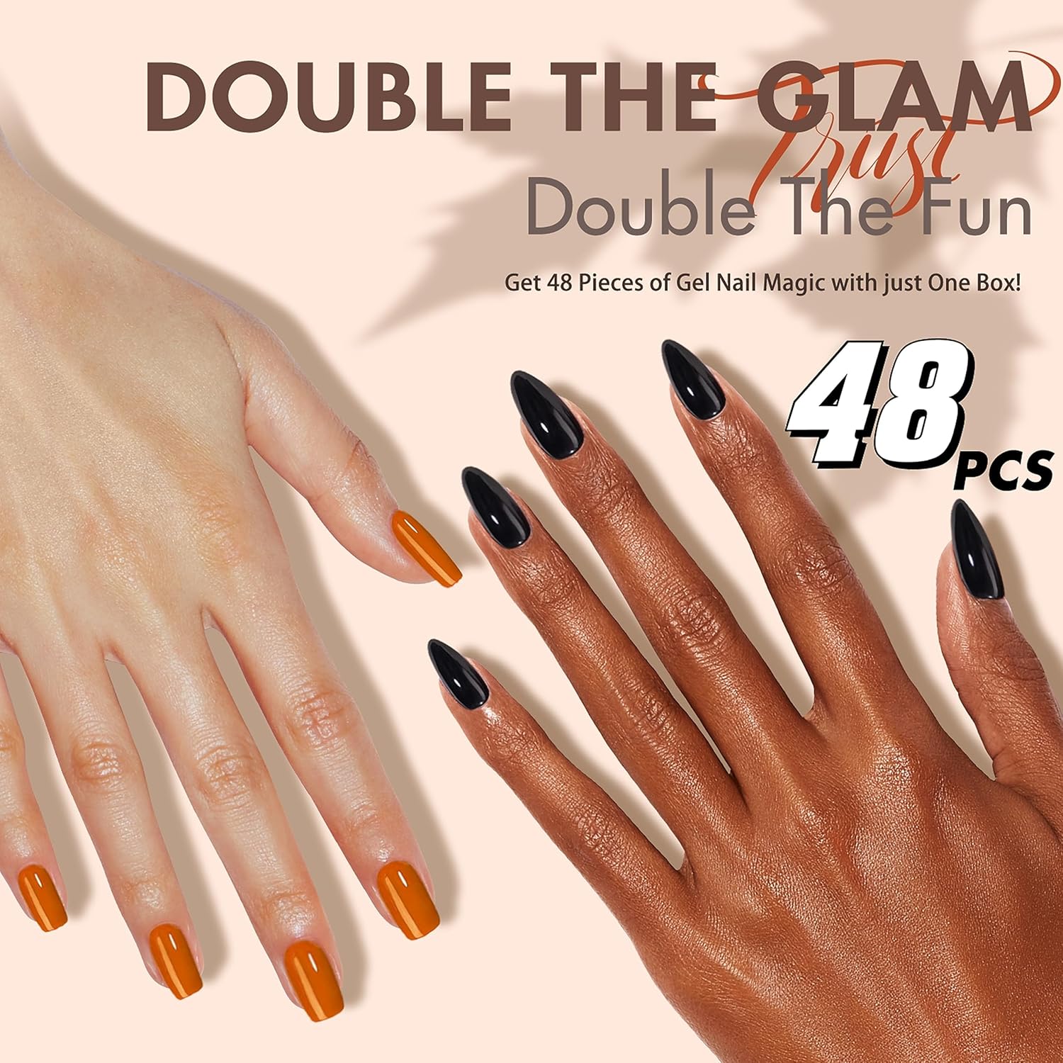 Hot Pink Press on Nails Almond Shaped 48Pcs Neutral Thick Fake Nails for Women Medium Neon Almond Nails Press on Reusable Acrylic Nails Glue on Medium Length Stiletto False Nails Gel Artificial Nails - Image 4