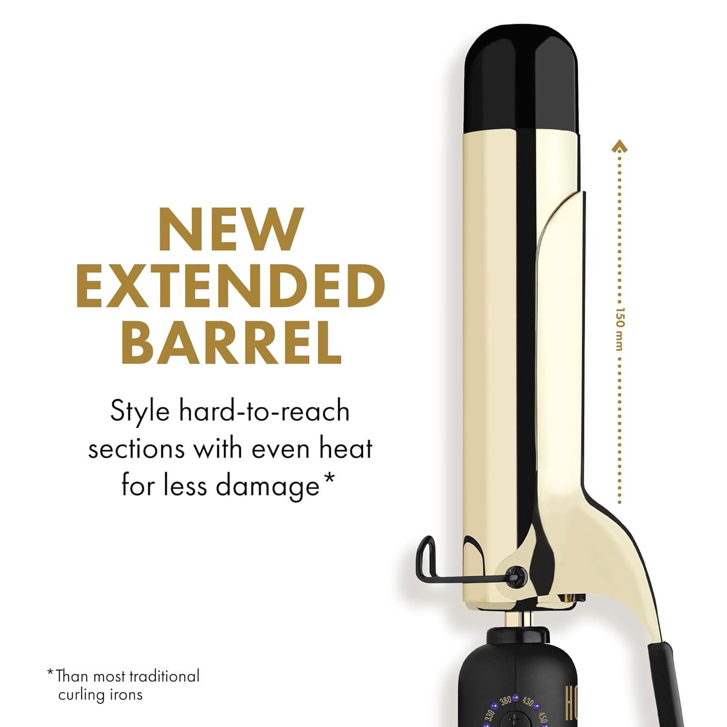 HOT TOOLS 24K Gold Professional 1 1/2" Extended Barrel Curling Iron with Clamp for Loose Curls - 24K Gold Technology for Long-Lasting Results & Longer Barrel for Easy Styling - Image 3