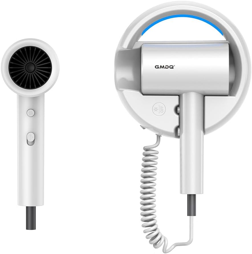 Hotel Wall Mount Hair Dryer for Bathroom with Night Light, 110V, Quiet, Overheat Protection, Negative Ion Technology - Image 9