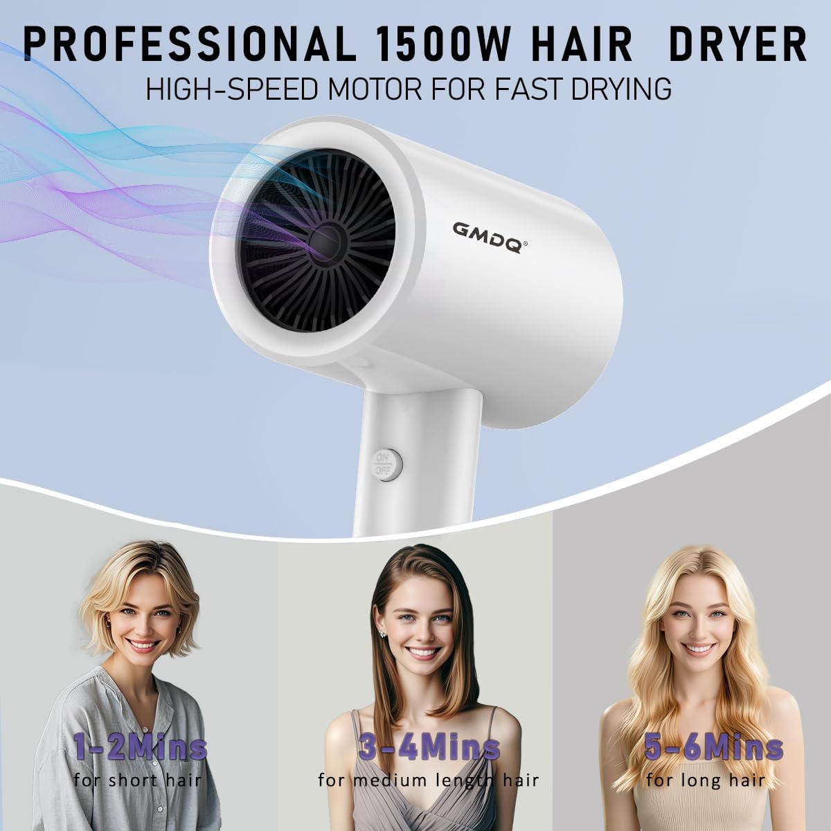 Hotel Wall Mount Hair Dryer for Bathroom with Night Light, 110V, Quiet, Overheat Protection, Negative Ion Technology - Image 5