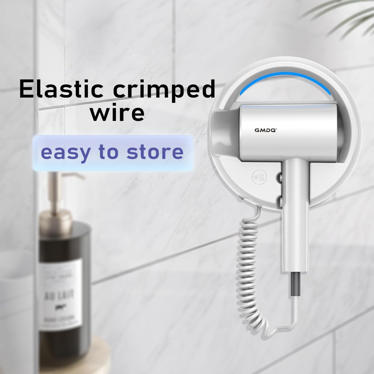 Hotel Wall Mount Hair Dryer for Bathroom with Night Light, 110V, Quiet, Overheat Protection, Negative Ion Technology - Image 2