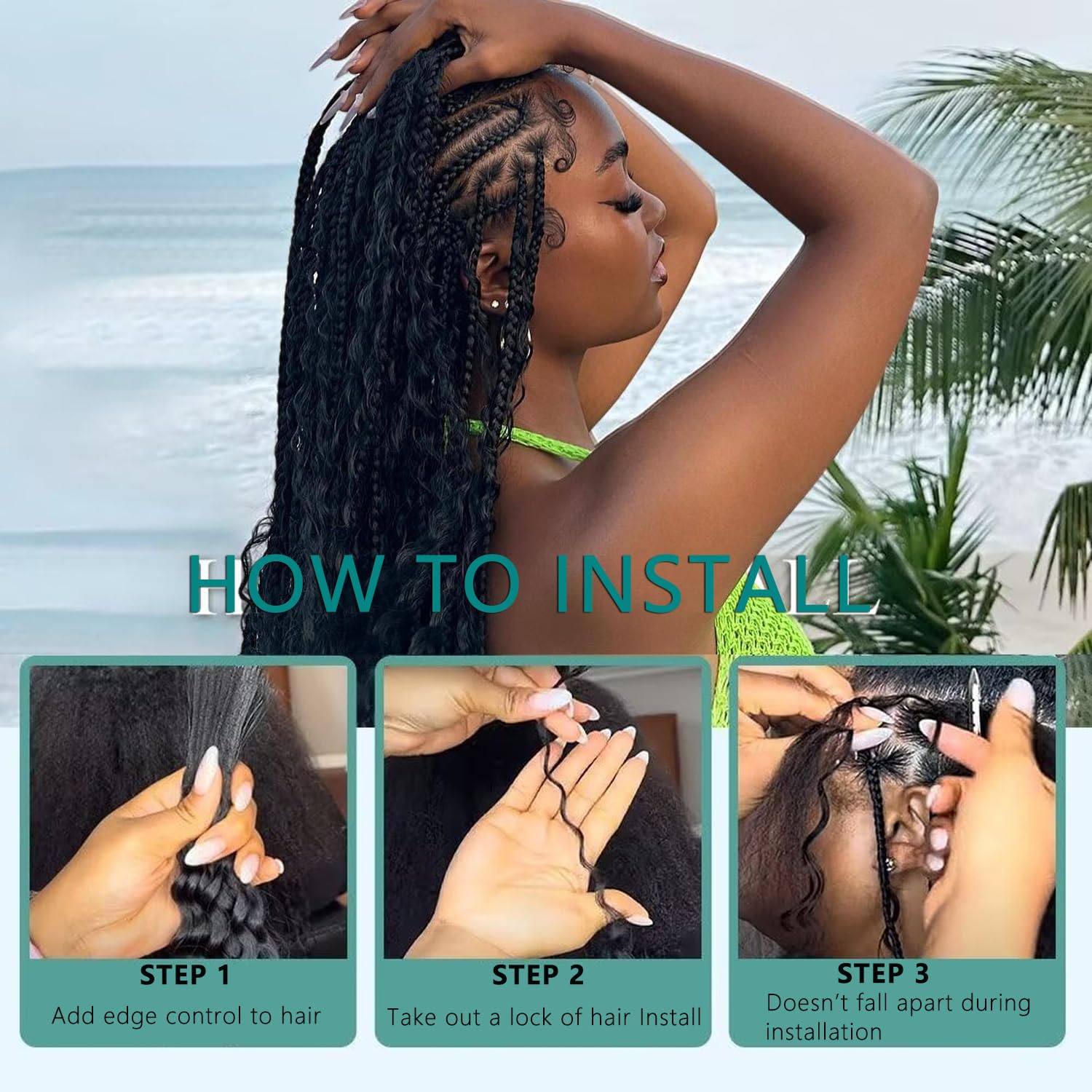 Human Braiding Hair for Boho Braids 110g 20 Inch Deep Water Wave Bulk Human Hair for Braiding No Weft 12A Wet and Wavy Curly Human Hair Extensions 2 Bundles/Pack Natural Color - Image 5