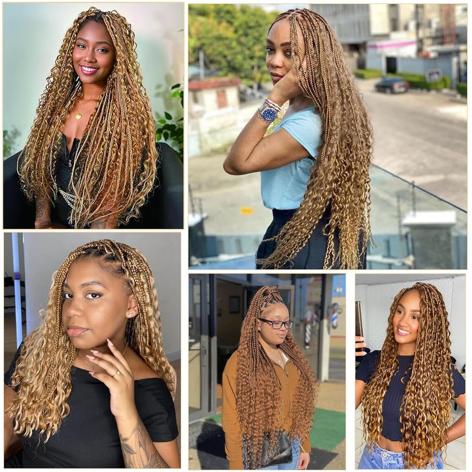 human braiding hair for boho braids 2 bundles 20 inch,total 100g deep wave bulk human hair for braiding,#27 honey blonde no weft deep curly wave bundles for bohemian braids - Image 5