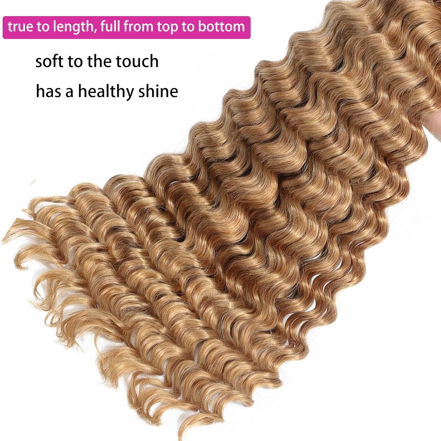 human braiding hair for boho braids 2 bundles 20 inch,total 100g deep wave bulk human hair for braiding,#27 honey blonde no weft deep curly wave bundles for bohemian braids - Image 3