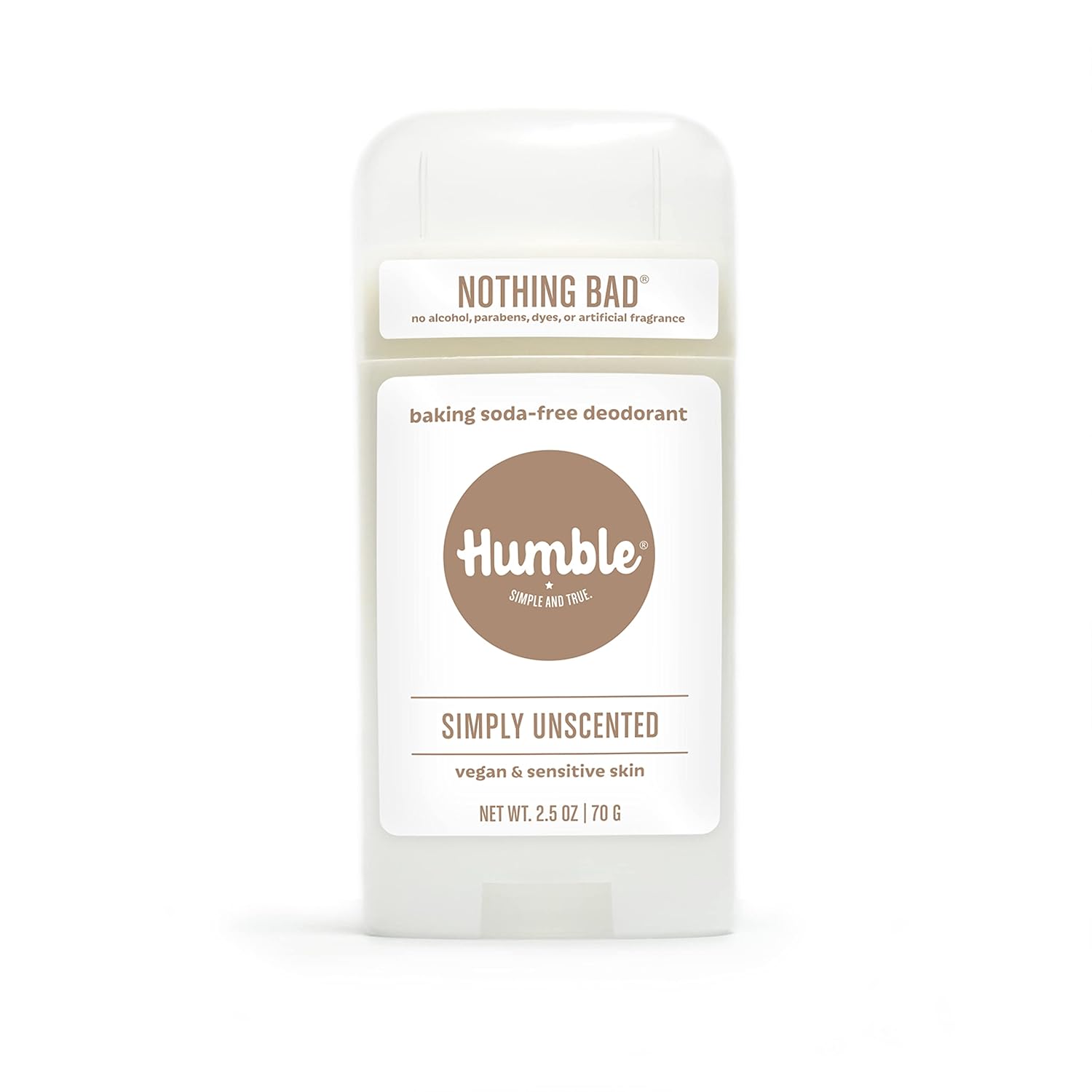 HUMBLE BRANDS Aluminum-Free Deodorant, Vegan and Cruelty- free, Formulated for Sensitive Skin, Simply Unscented, 2.5 Ounce (Pack of 1)