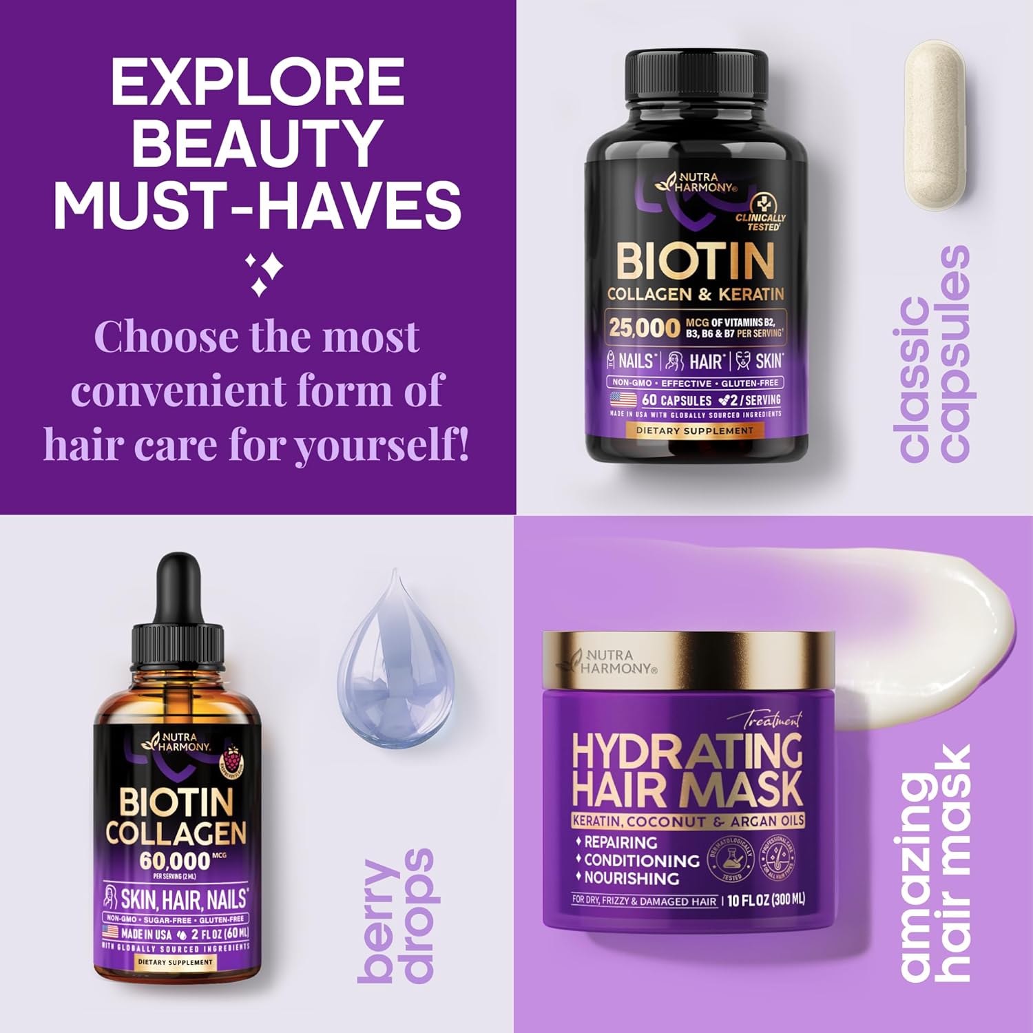 Hydrating Hair Serum for Frizzy and Damaged Hair - Keratin Hair Treatment for Dry Damaged Hair w/ Biotin, Castor Oil, Rosemary Oil, Hair Heat Protectant & Anti Frizz Hair Serum For Frizzy Hair, 5 Oz - Image 9
