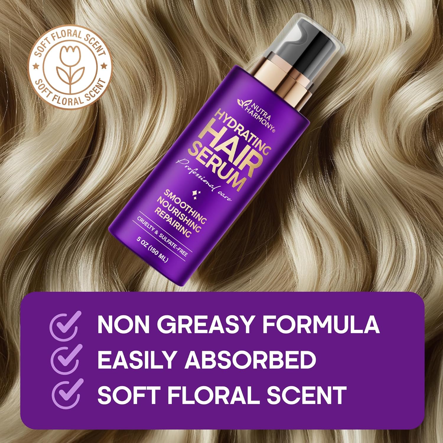 Hydrating Hair Serum for Frizzy and Damaged Hair - Keratin Hair Treatment for Dry Damaged Hair w/ Biotin, Castor Oil, Rosemary Oil, Hair Heat Protectant & Anti Frizz Hair Serum For Frizzy Hair, 5 Oz - Image 7