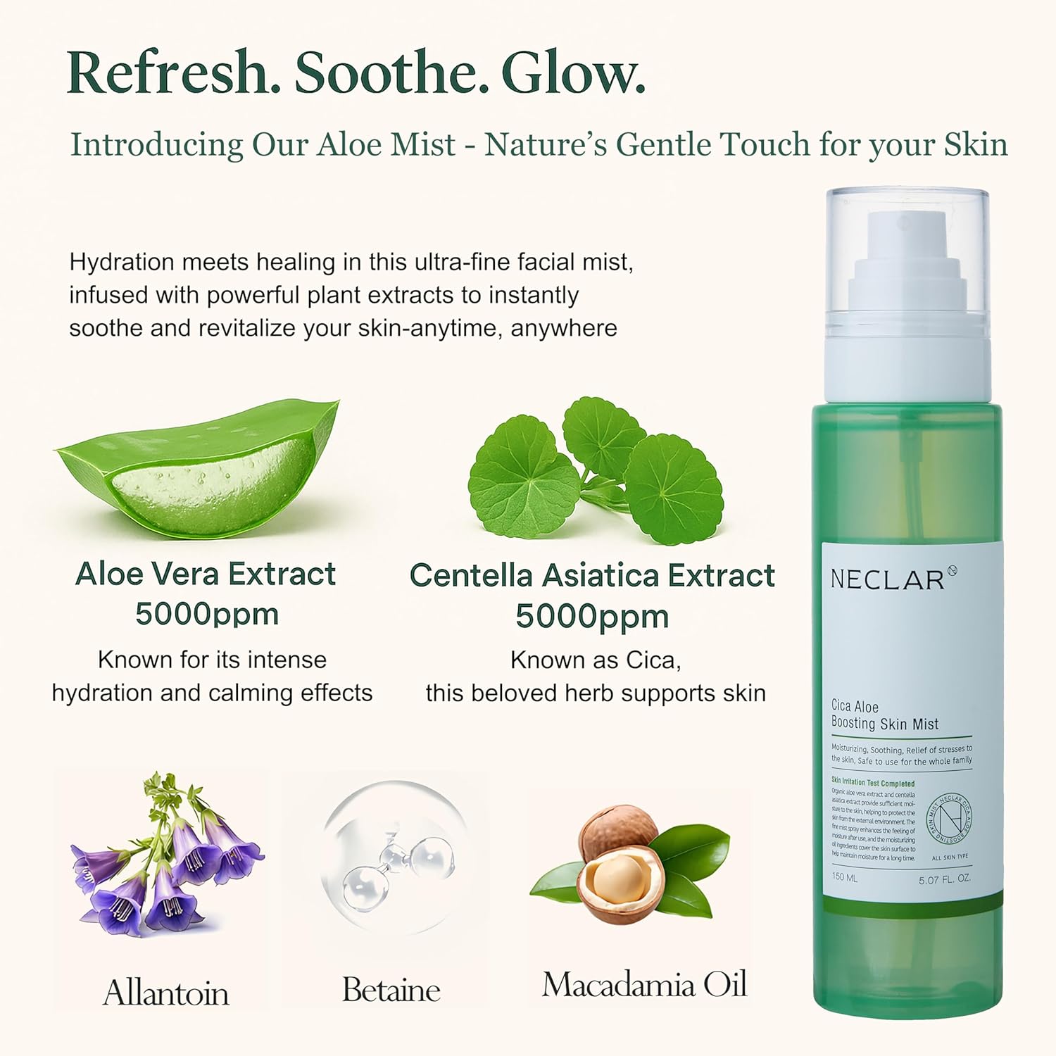 Hydrating Toner for Sensitive Skin - Facial Toner Spray - Aloe Vera and Centella Asiatica - pH Balanced Face Mist for Acne Prone Skin - Korean Skincare - CICA Facial Mist for Redness and Dryness - Image 3