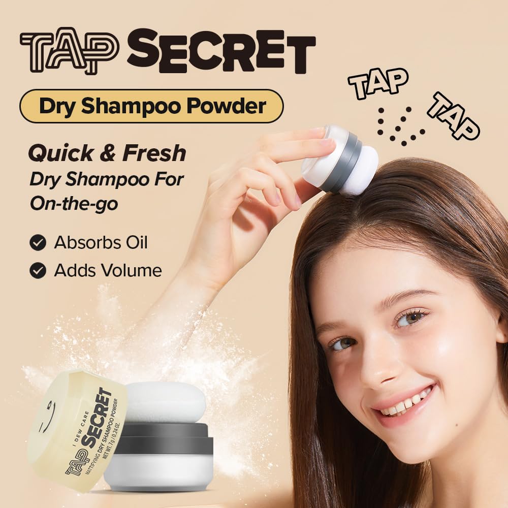 I Dew Care Dry Shampoo - Tap Secret Duo Gift set, With Black Ginseng, Non-aerosol, Benzene-free, Mattifying Root Boosting Powder, No White Cast, Formulated without Gluten, Travel Size, 2 Count, 0.48Oz - Image 2