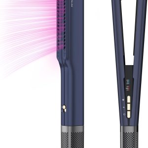 IG INGLAM Air Straight, Style from Wet Hair, 200M Ionic Hair Dryer Straightener for Medium Long Hair(14”-30”), Straightener and Dryer 2 in 1, Fast Drying and Hair Straightening in One Step, Dark Blue