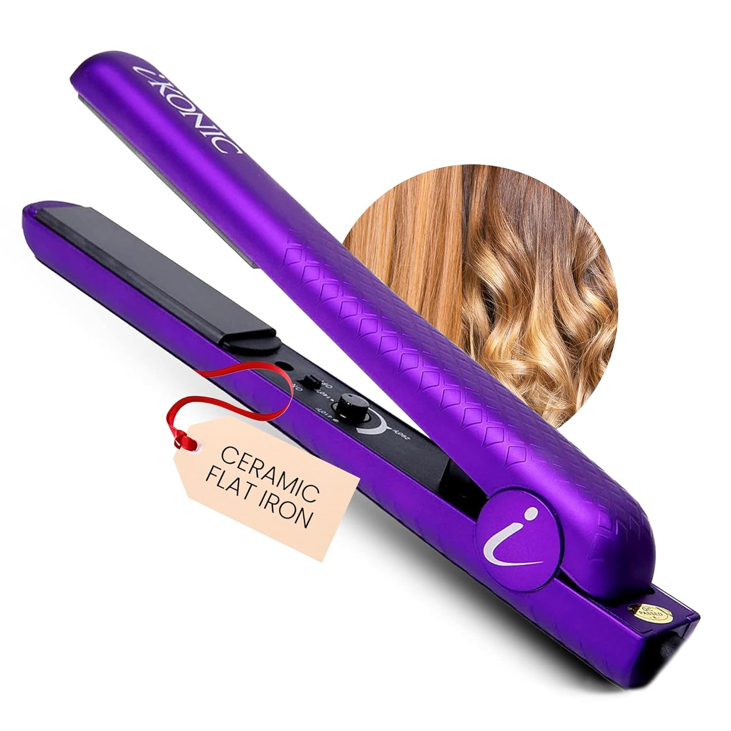 IKONIC 1.25” Floating Plates, 100% Pure Ceramic Hair Straightener & Flat Iron – Fast Heating, Anti-Static, Infrared Technology – Frizz-Free, Sleek Hair Styling Tool for Women & Professionals (Purple)