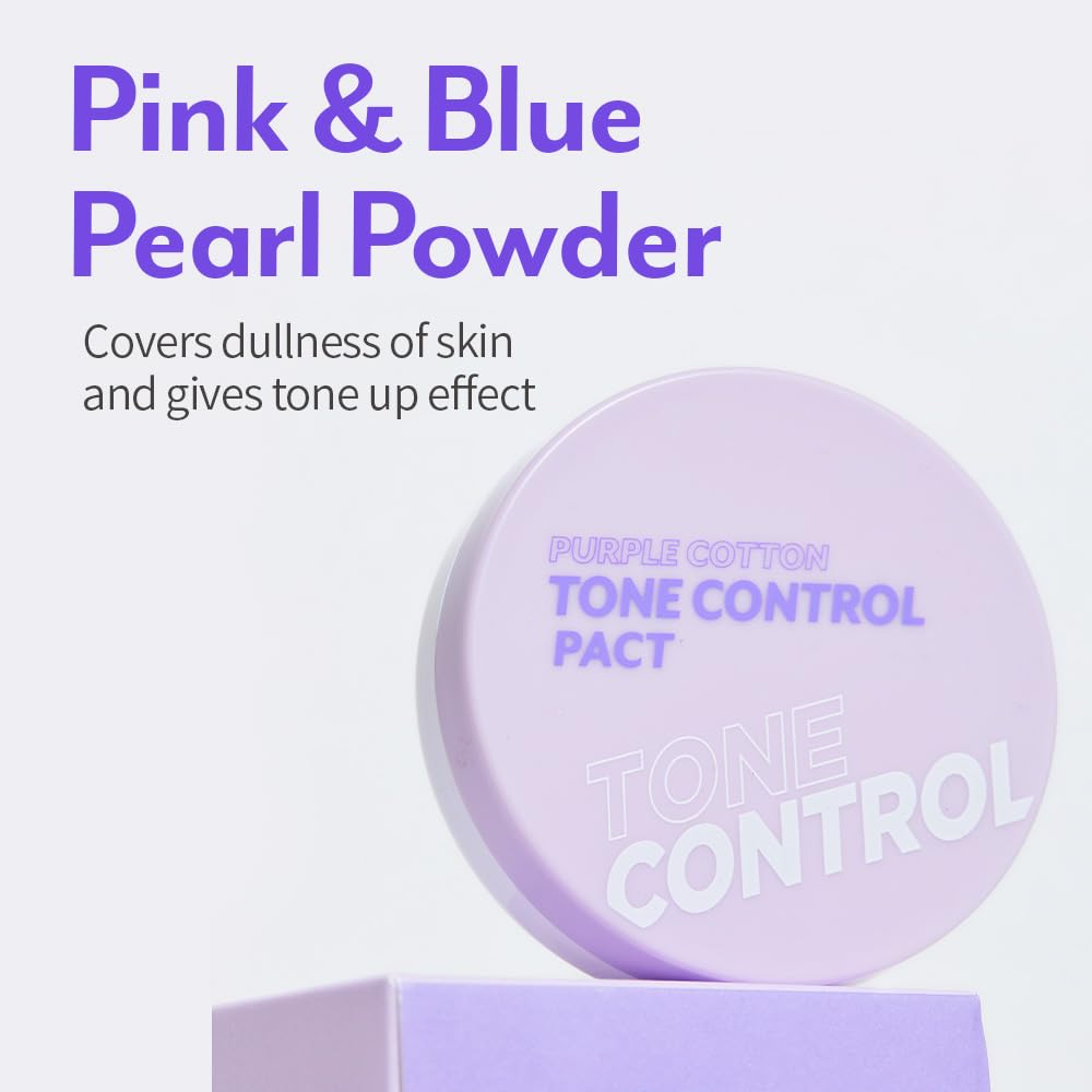 I'M MEME Compact - Purple Cotton Tone Control Pact | Korean Pressed Setting Powder With Berry Complex, Mineral, Translucent, for Blurring Effect, Makeup Compact, Oily Skin, Natural Coverage, 0.35 Oz - Image 6
