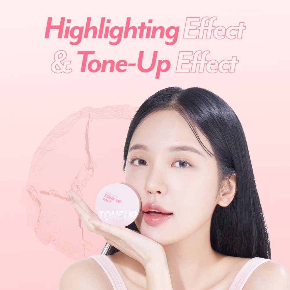 I'M MEME Compact - Tone-up Pact | Korean Pressed Setting Powder for Pink Blur Effect, with Calamine, Mattify Skin, Makeup Foundation, Translucent Compact, Oily Skin, Natural Coverage, 0.35 Oz - Image 5