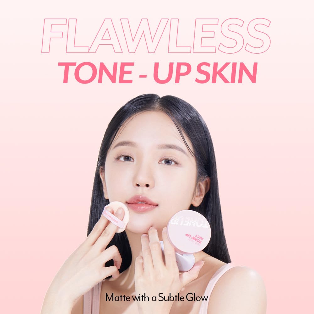 I'M MEME Compact - Tone-up Pact | Korean Pressed Setting Powder for Pink Blur Effect, with Calamine, Mattify Skin, Makeup Foundation, Translucent Compact, Oily Skin, Natural Coverage, 0.35 Oz - Image 2