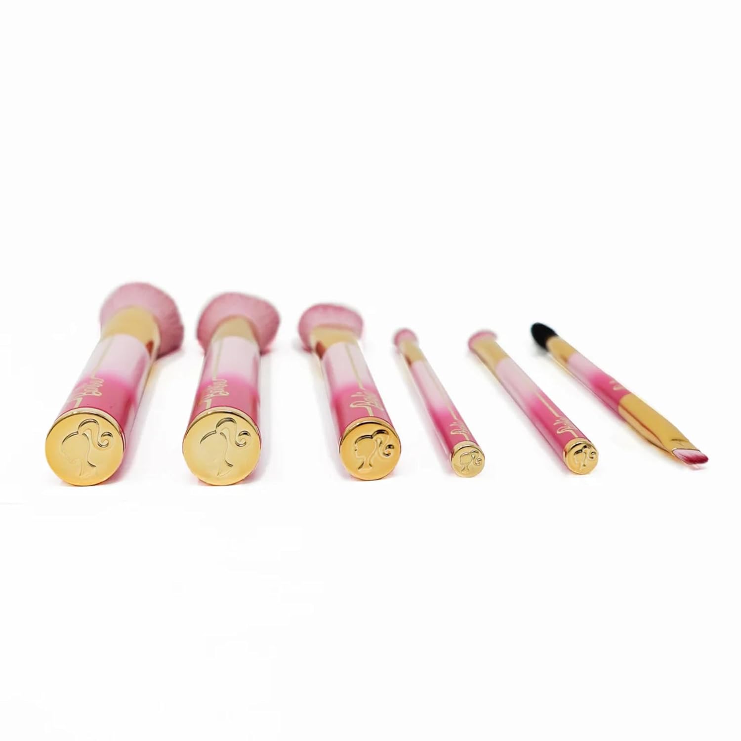Impressions Vanity 6 PCs Barbie Malibu Makeup Brush Set with Makeup Pouch, Aluminum Ferrule Pink Handle Soft Bristles Makeup Brushes for Foundation, Face Powder, Eye Shadow and Liner Application - Image 4