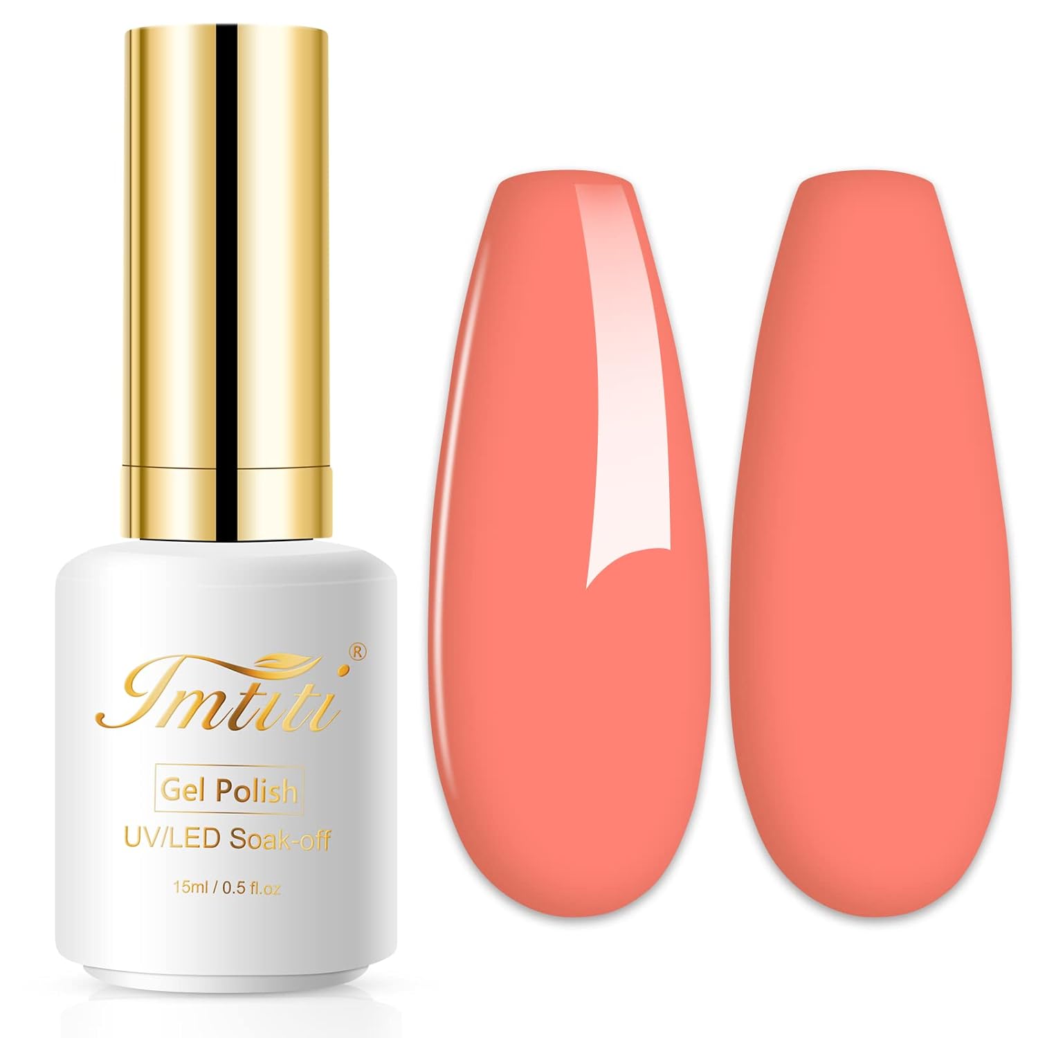 Imtiti Coral Gel Nail Polish, 0.5 Fl Oz Coral Peach Orange Gel Polish, DIY Nail Art Starter Manicure Salon Kit for Women Girls