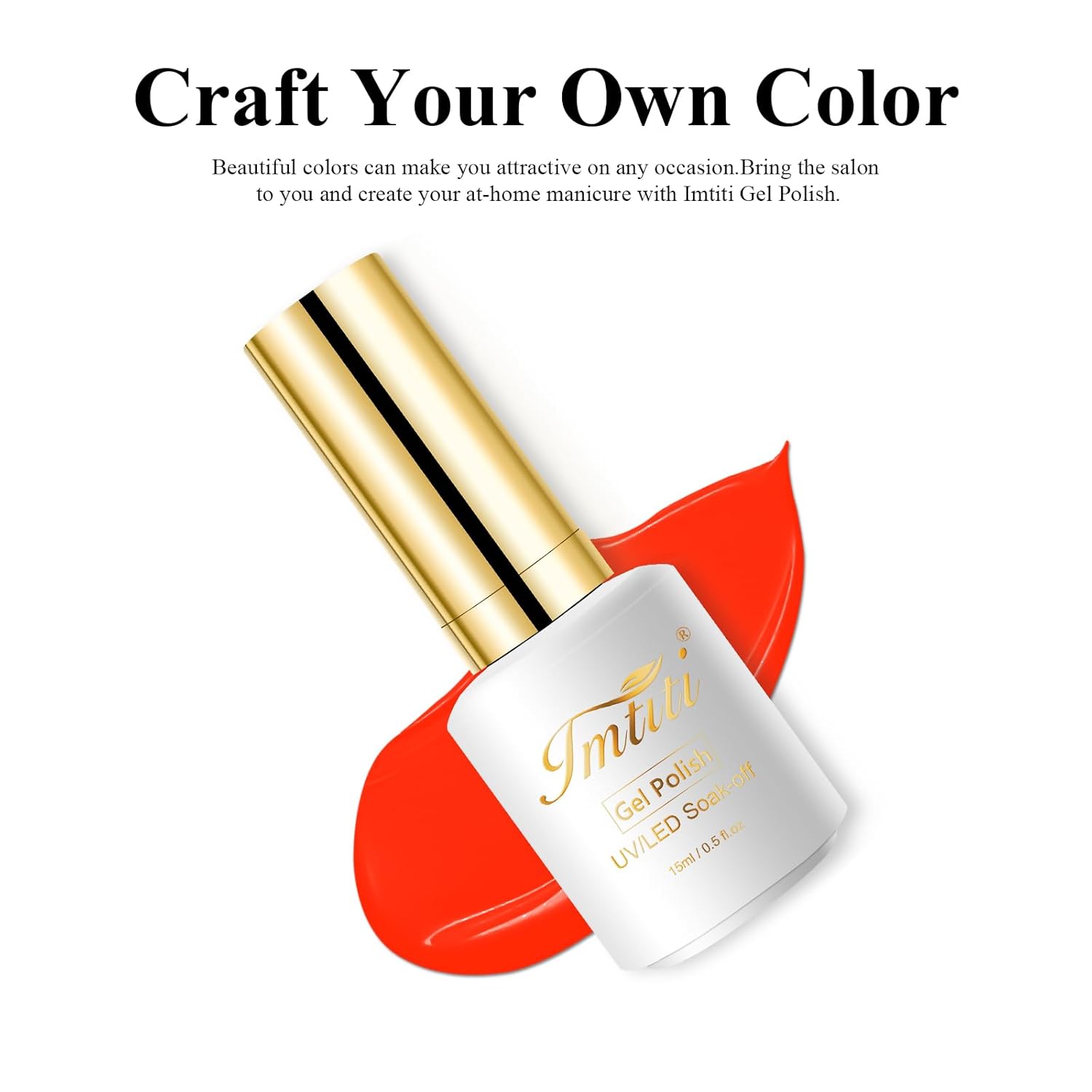 Imtiti Gel Gel Nail Polish, Neon Orange Red, 0.5 Fl Oz Soak Off LED UV, DIY Nail Art Kit for Women & Girls - Image 2