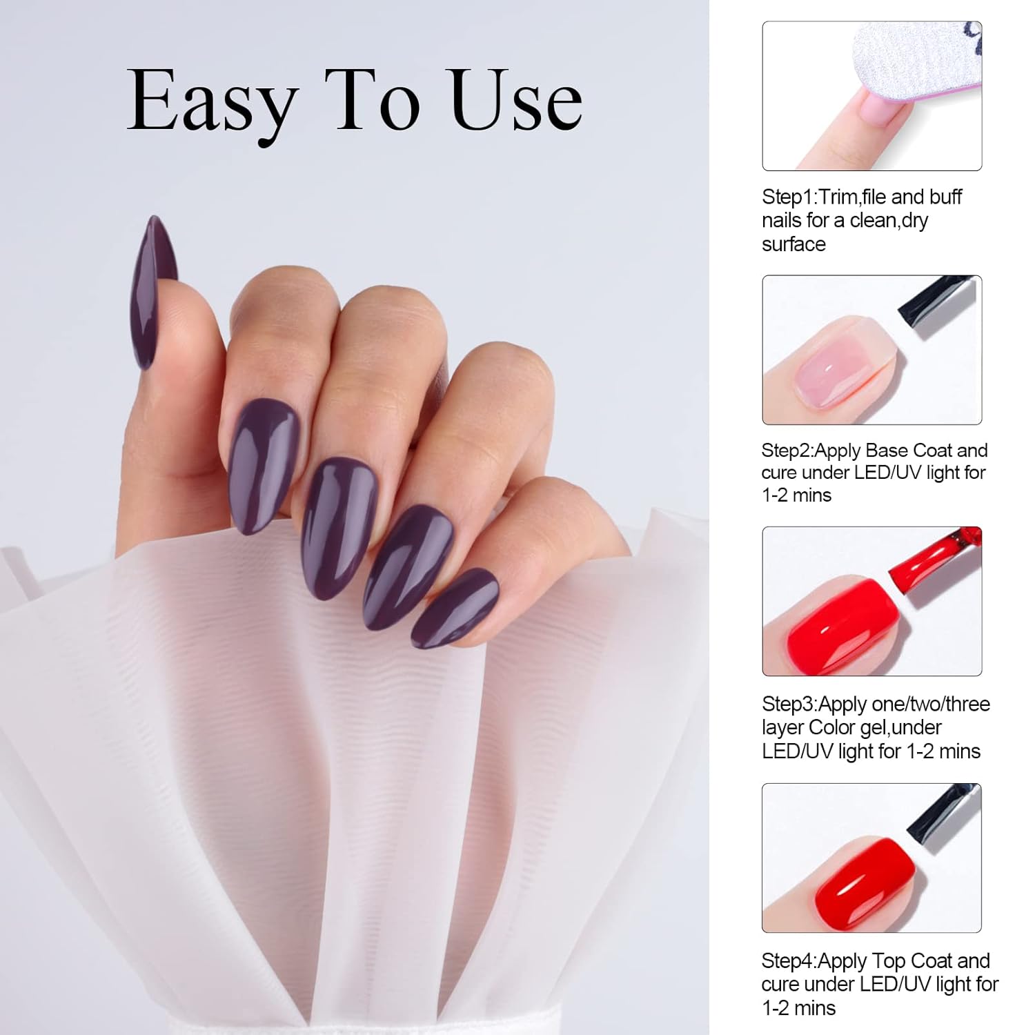 Imtiti Taupe Gray Gel Nail Polish, 1 Pcs 15ml Dark Gray Color Soak Off LED Long-Lasting Nail Gel Polish Nail Art Starter Manicure Salon DIY at Home, 0.5 Fluid Ounces - Image 5